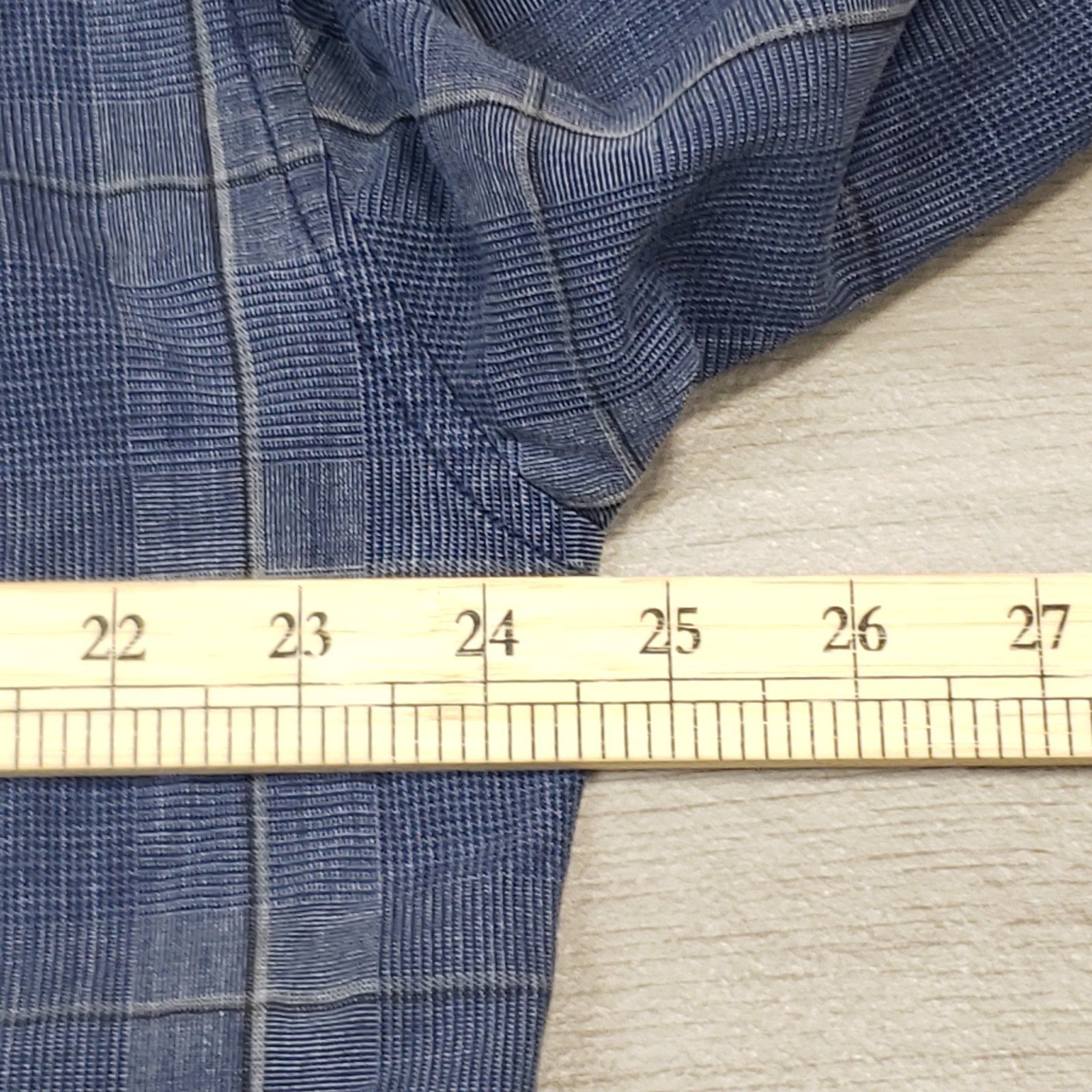 Stenstroms Button Up Shirt Men XL Fitted Blue Plaid Chambray Like Cotton Cutaway
