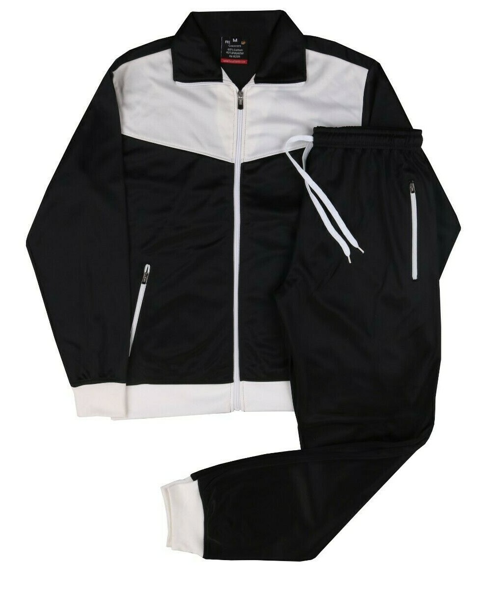 MEN 2TONE SPRING JOGGER TRACKSUIT GYM JOGGING ACTIVEWEAR S M L XL 2XL 3XL 4XL