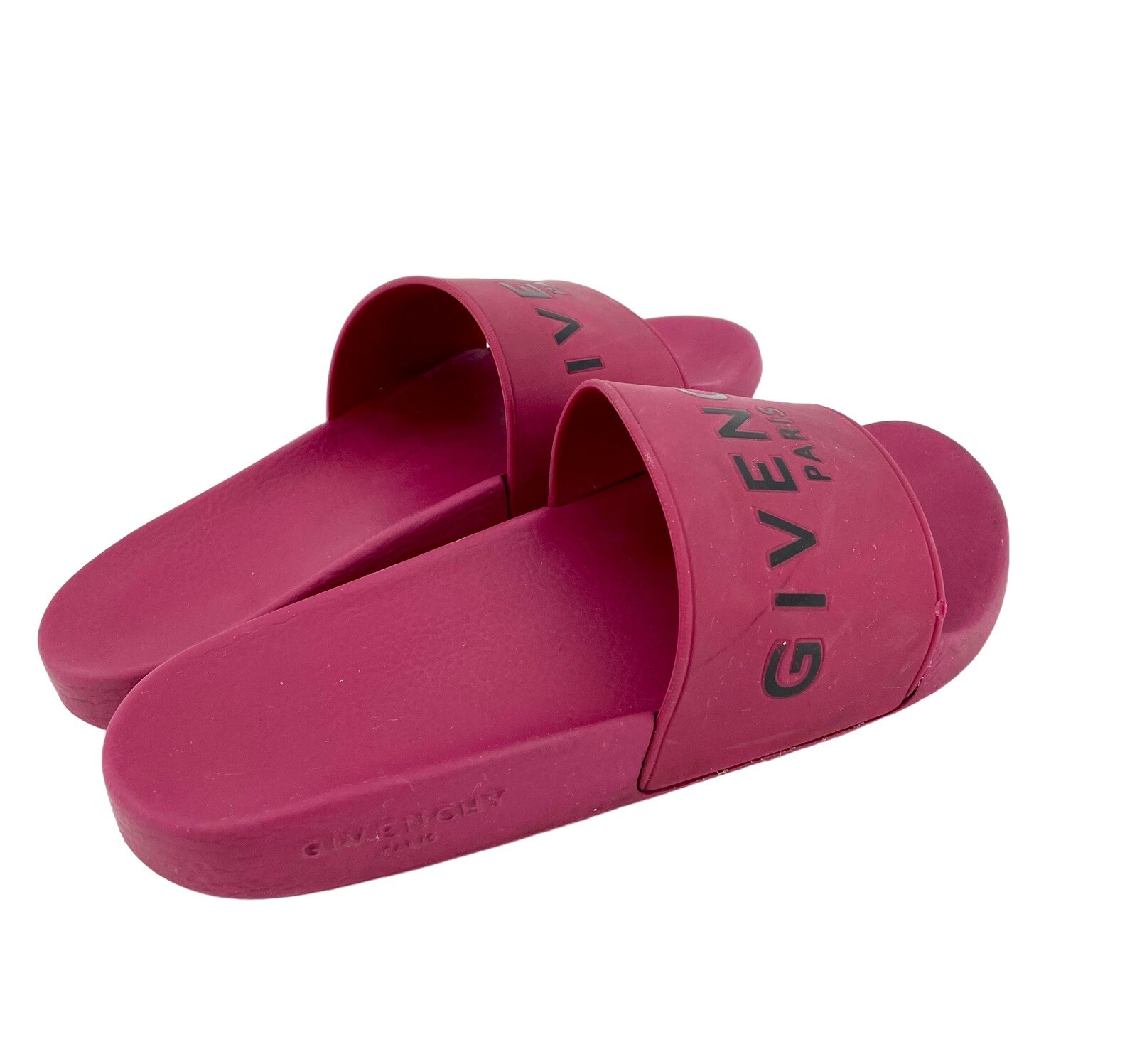Givenchy Berry Red Slide Sandals Synthetic Rubber SZ 37 EU SH04