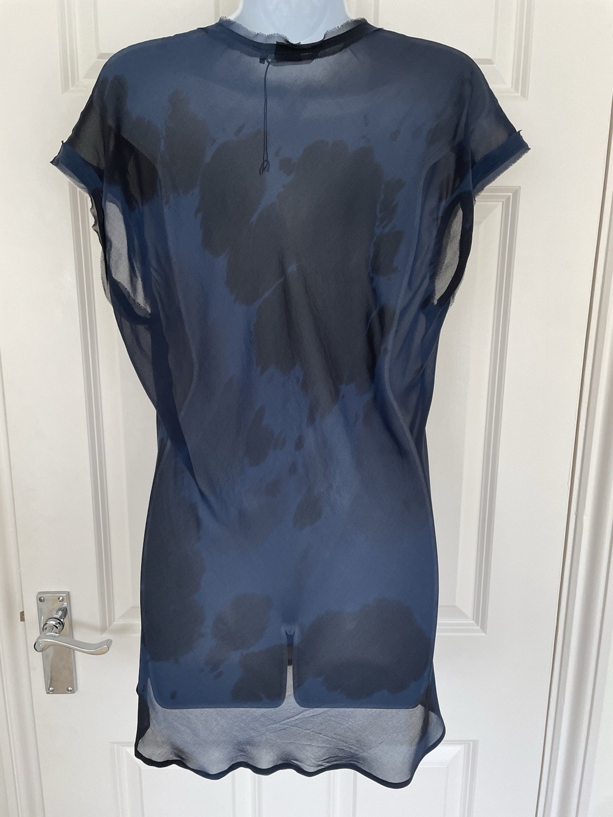 ELAINE KIM ~ Silk chiffon Ink Splat Rima Bias Cut Top ~ XL