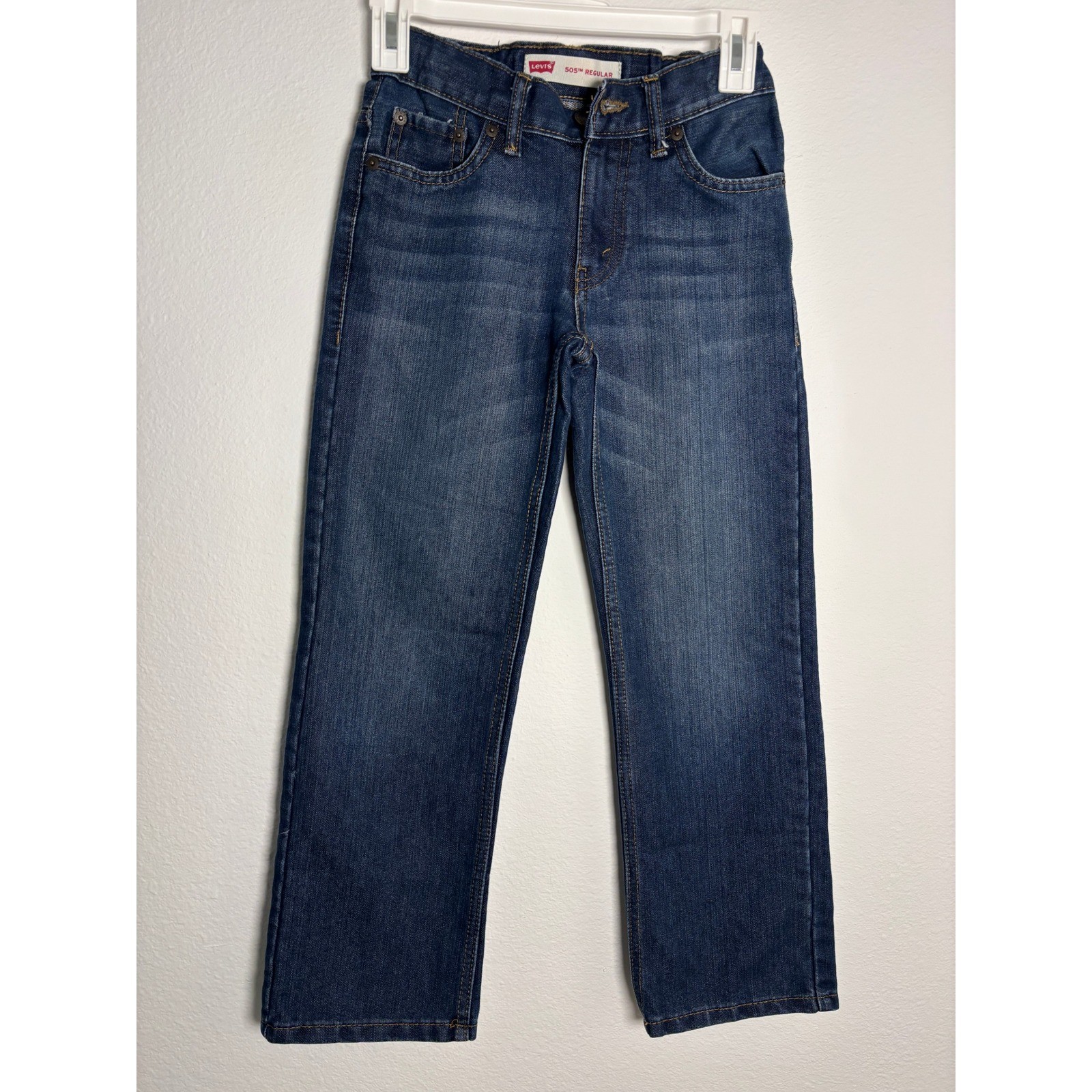 Levis 505 Regular Fit Boys Jeans Dark Wash Straight Leg Size 8 Reg W24 x L22