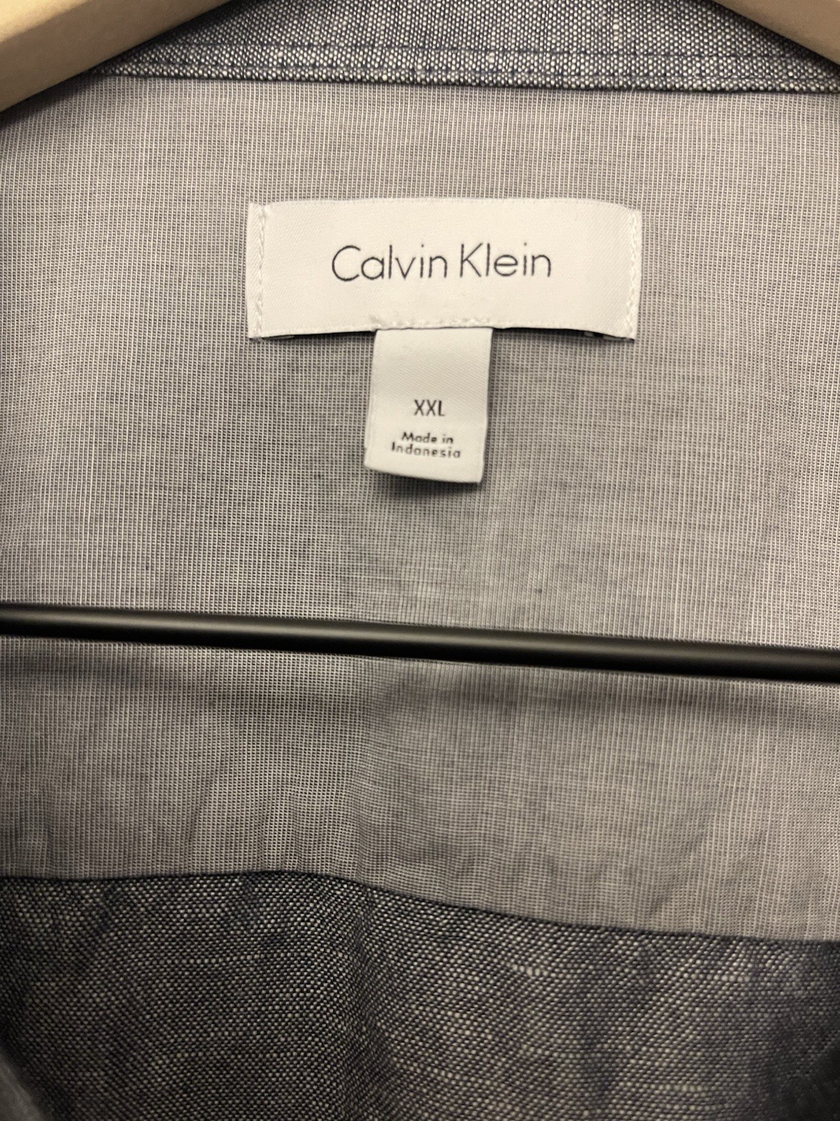 Calvin Klein Charcoal Linen Blend Roll-Up Sleeves Button-Down XXL