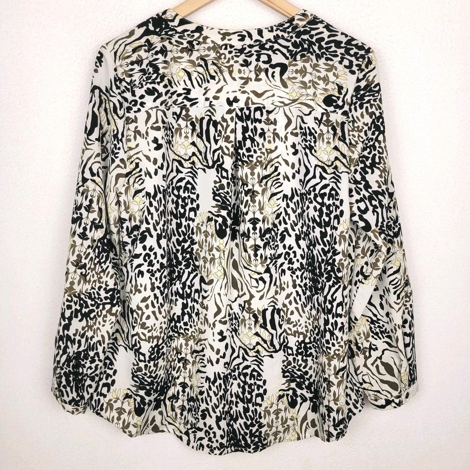 Vintage Notations Top Blouse L Leopard Cheetah Y2K Career Office Chic Statement