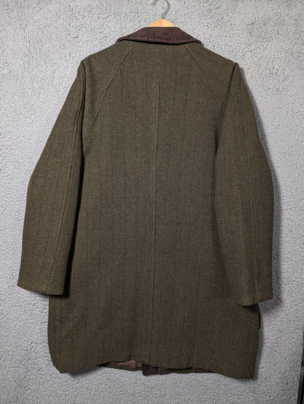 Barbour Derby Tweed Jacket Mens Size C42 107cm Green Check Coat England Wool
