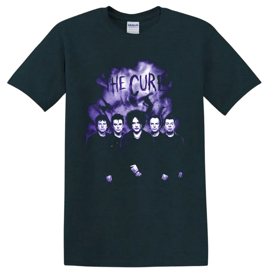 The Cure Gothic Rock T Shirt Robert Smith Purple Smoke Band Portrait Graphic Tee
