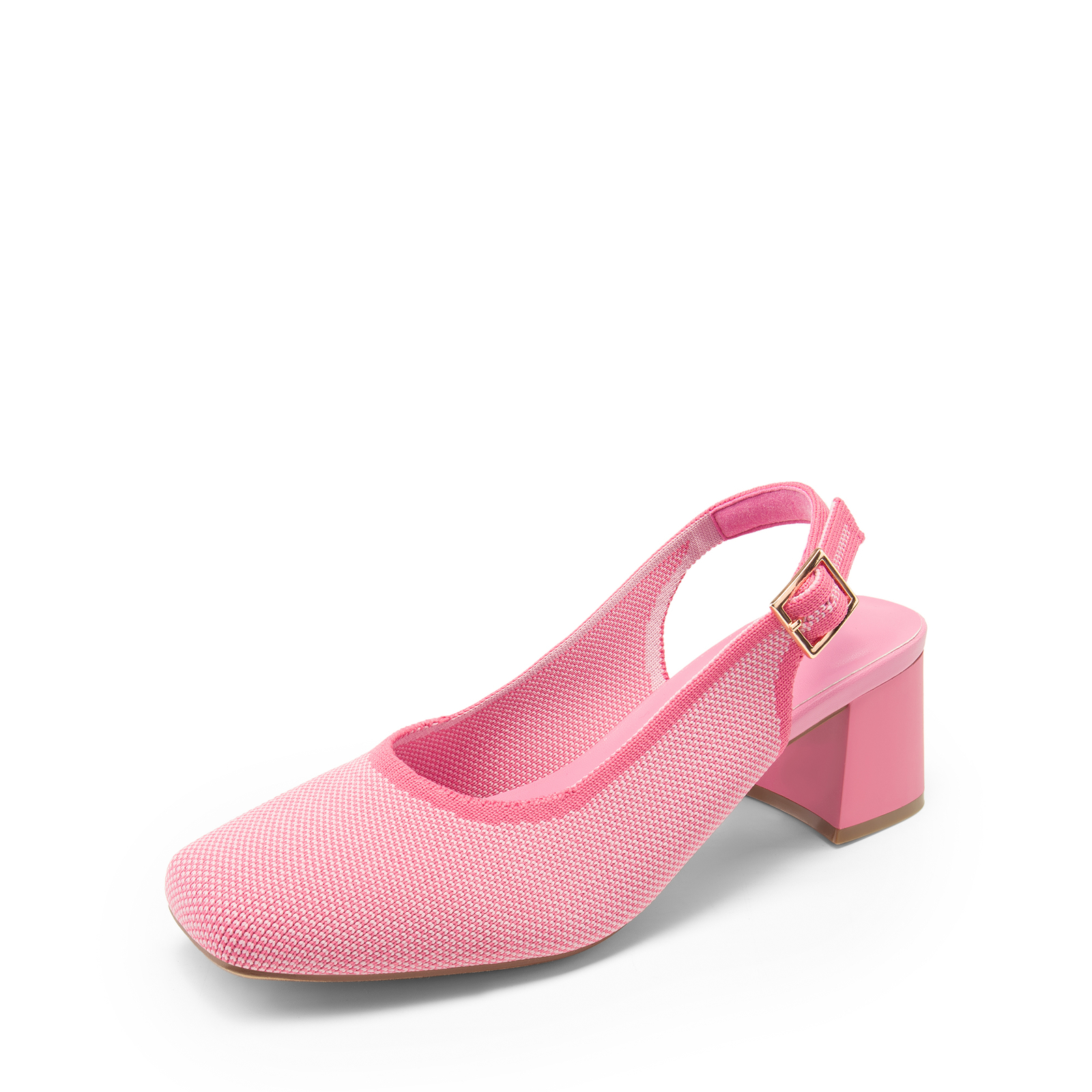 Women Slingback Pump Shoes Low Chunky Heel Square Toe Slip On Pump Shoes