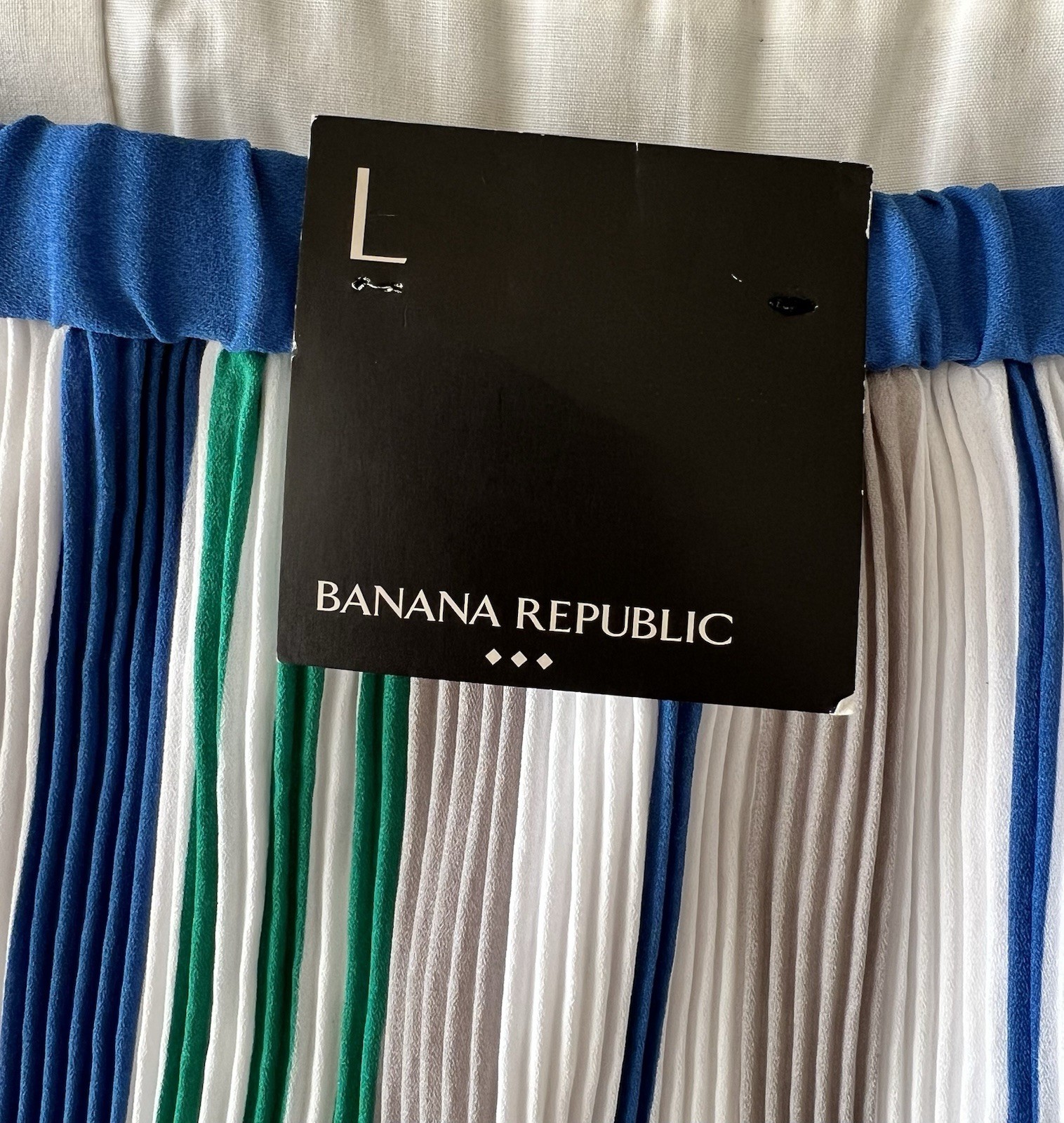 Banana Republic Pleated Striped Pull-On Knee Skirt Large Brand New