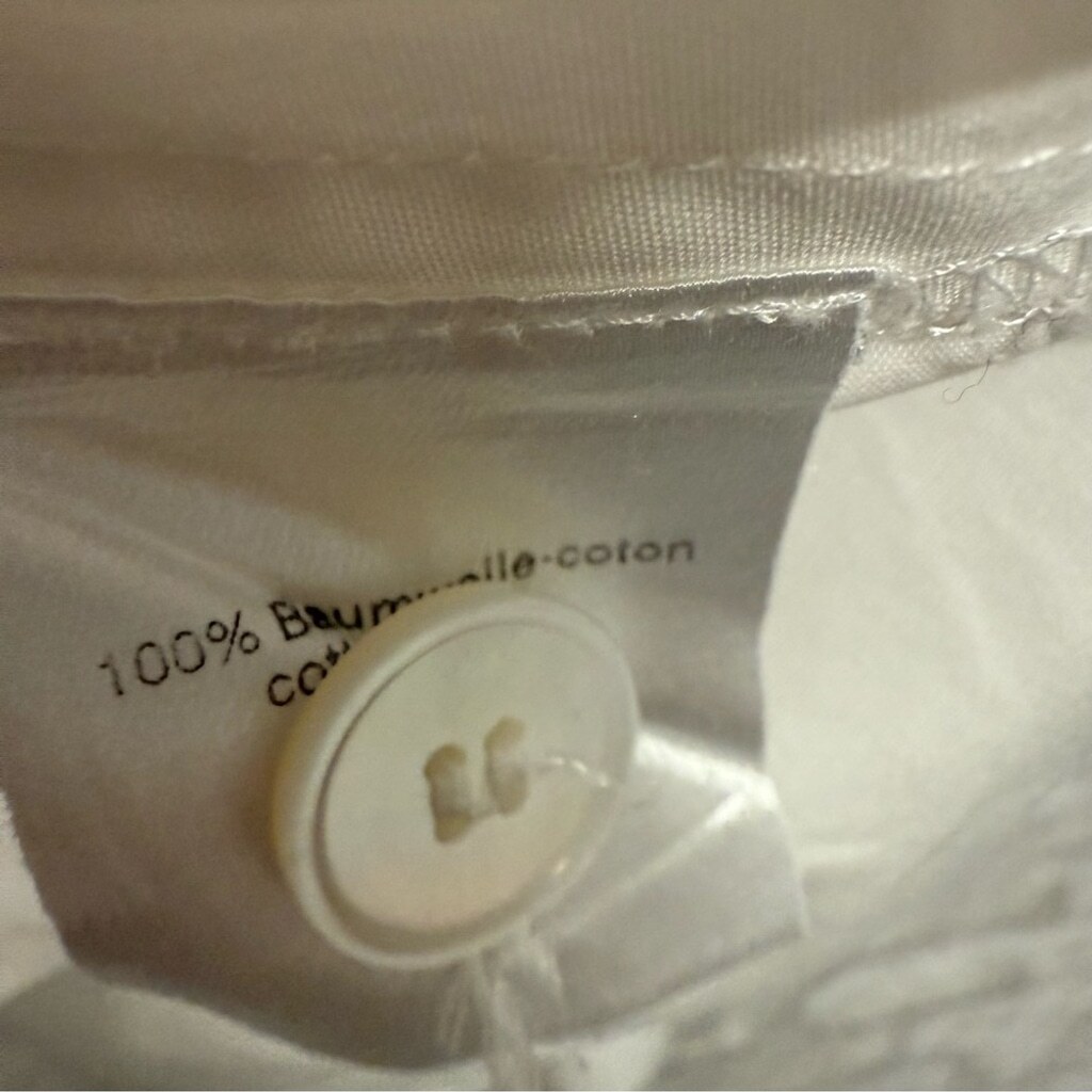 Akris Punto Button Up Pleated Blouse White Women’s Size 12 100% Baumwolle Cotton