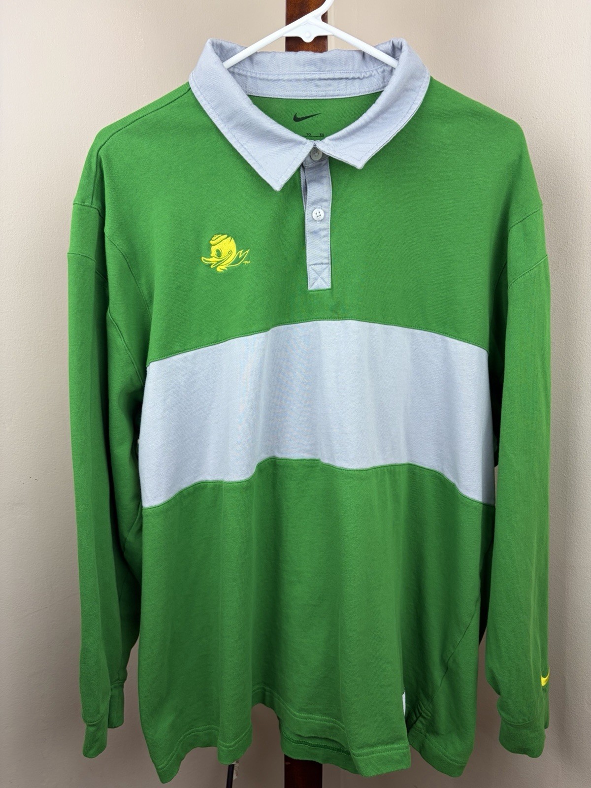Nike Campus Collection Oregon Ducks Striped Piqué Polo Shirt Men’s XL LS Logo