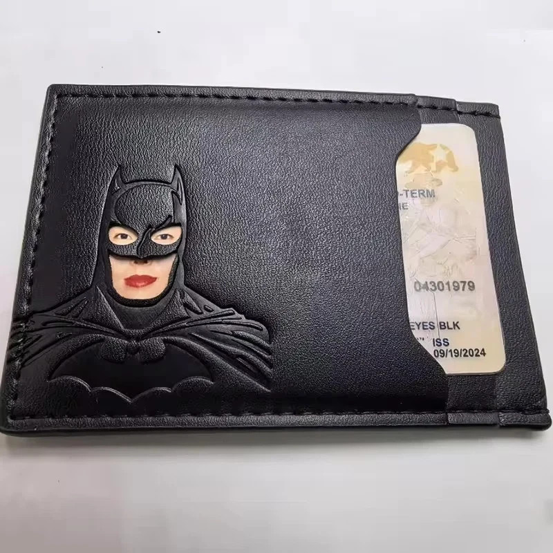 Batman Style PU Leather Wallet with ID Window Card Holder Superhero Mask Design