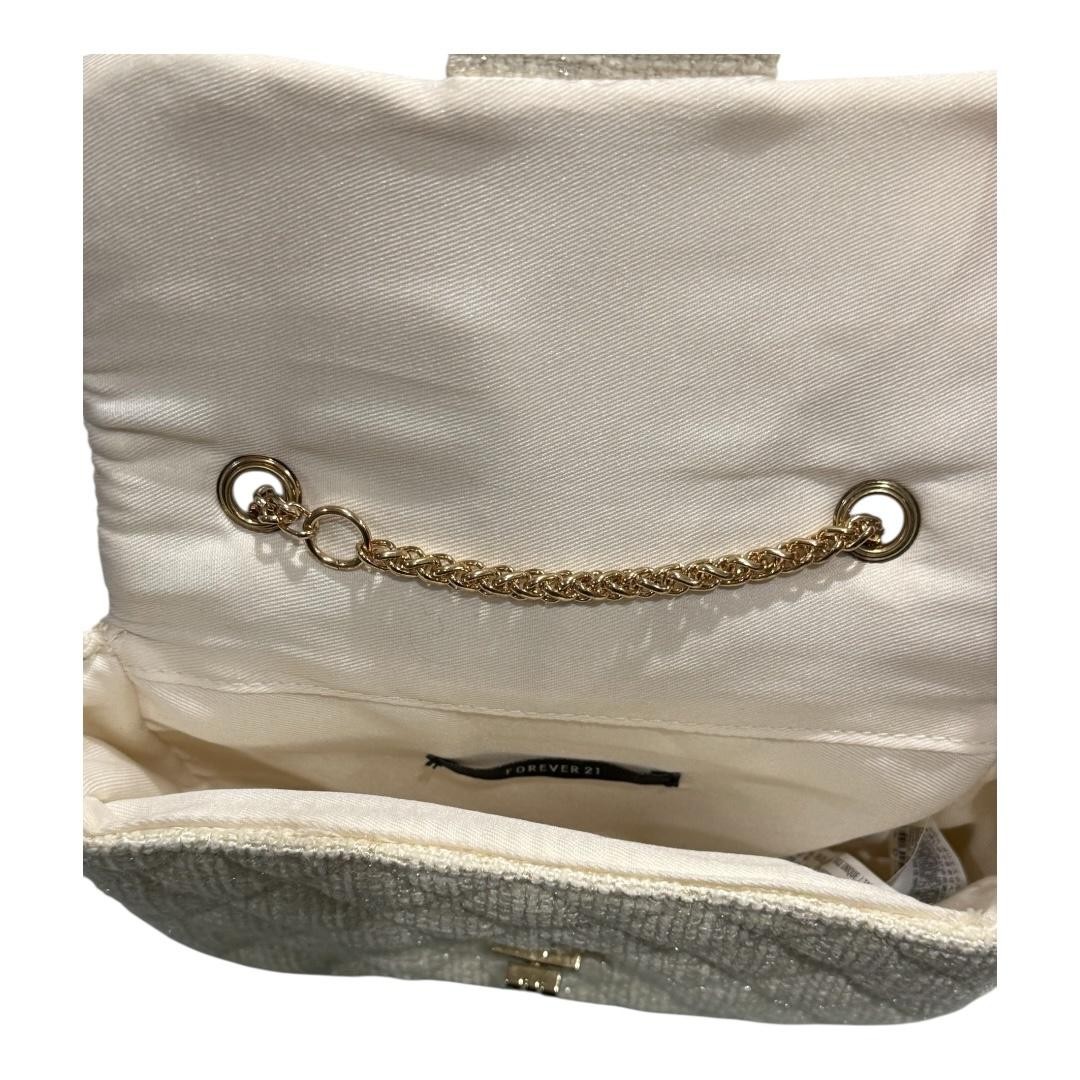 Forever 21 Crossbody Bag Purse Womens Small White Quilted Chain Strap Evening