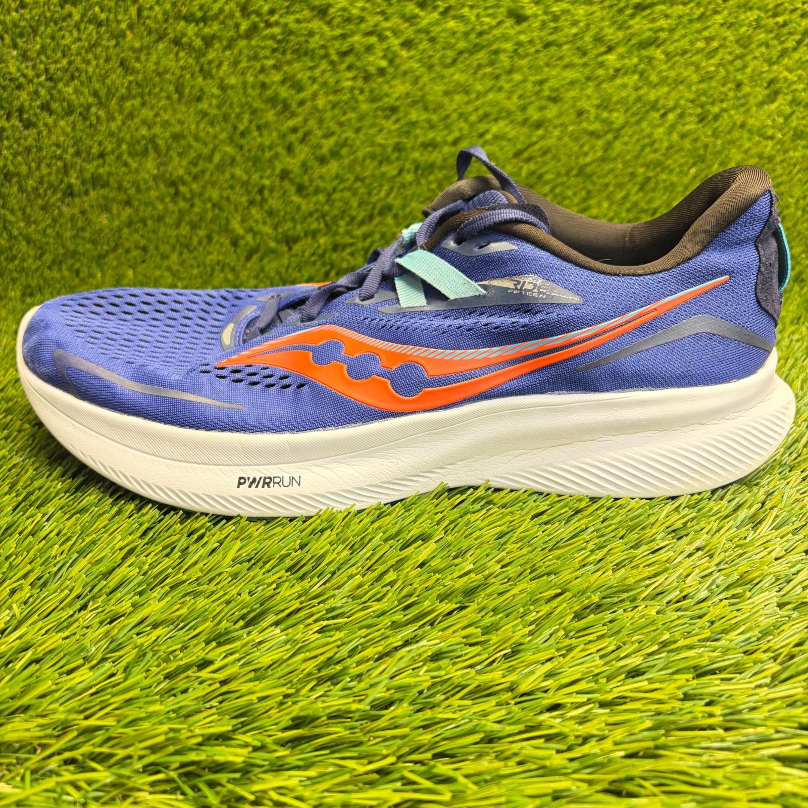 Saucony Ride 15 Mens Size 11 Blue Orange Athletic Running Walking Shoes Sneakers