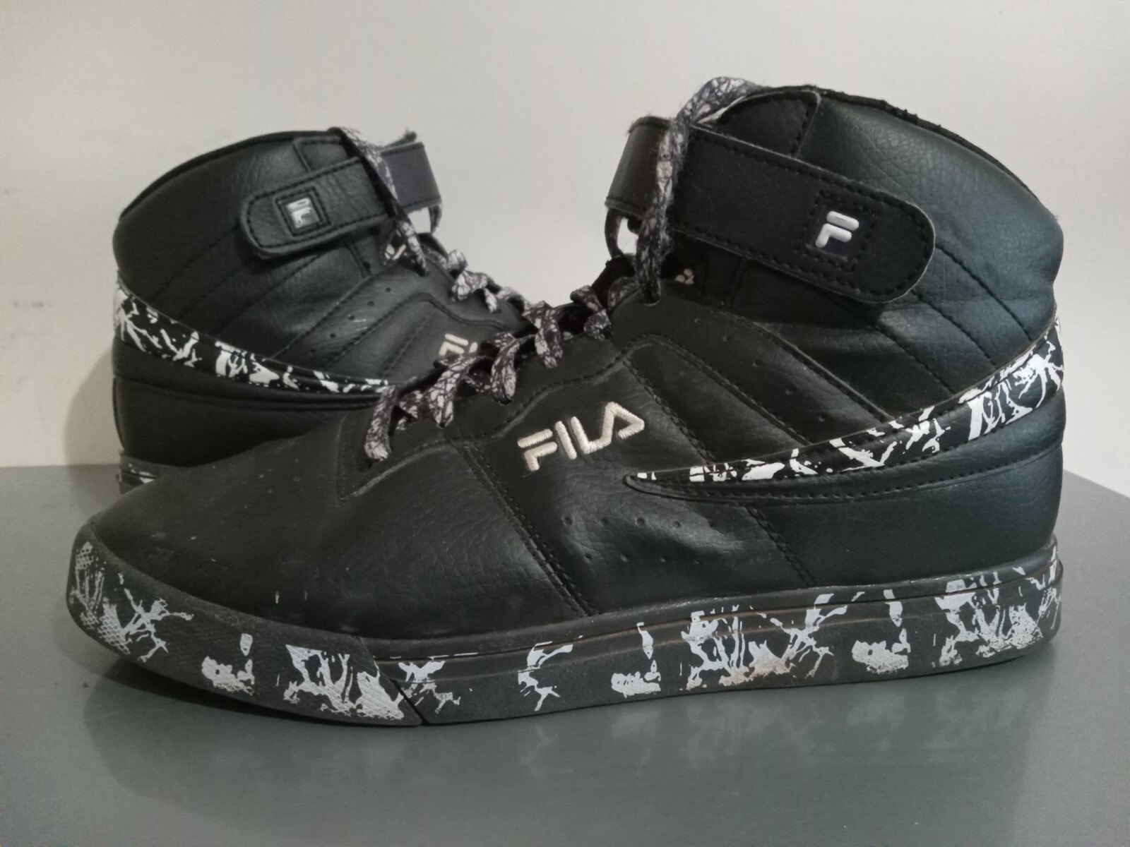 Fila Vulc 13 Black White Marble Basketball Sneakers Mens Size 6.5 US