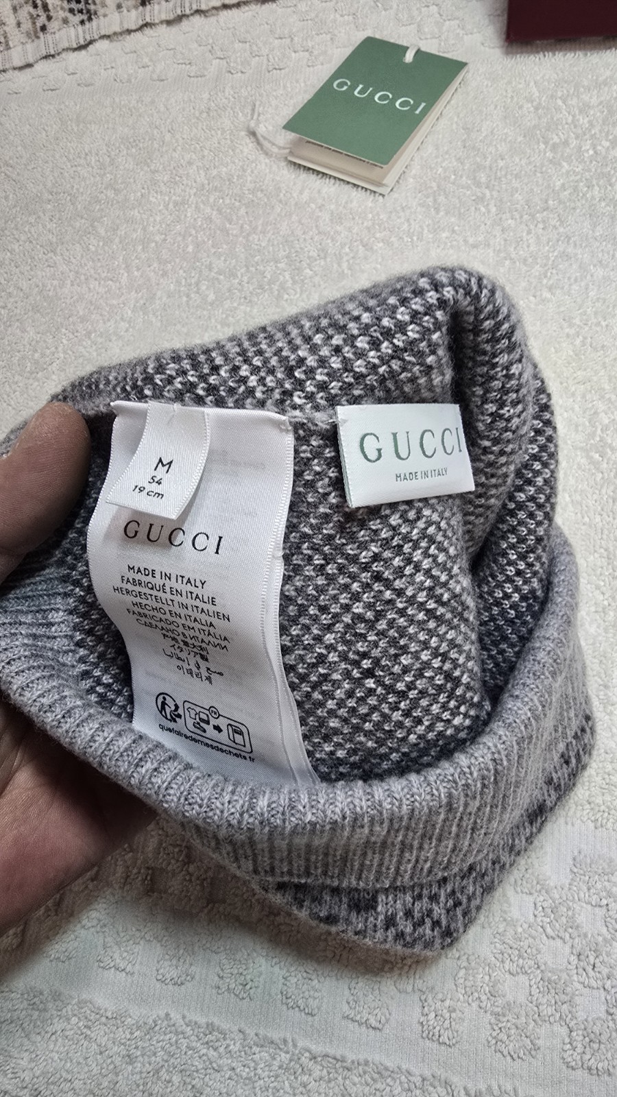 Authentic Gucci Grey GG Wool Beanie New w/ Tags Size M. See Item description.
