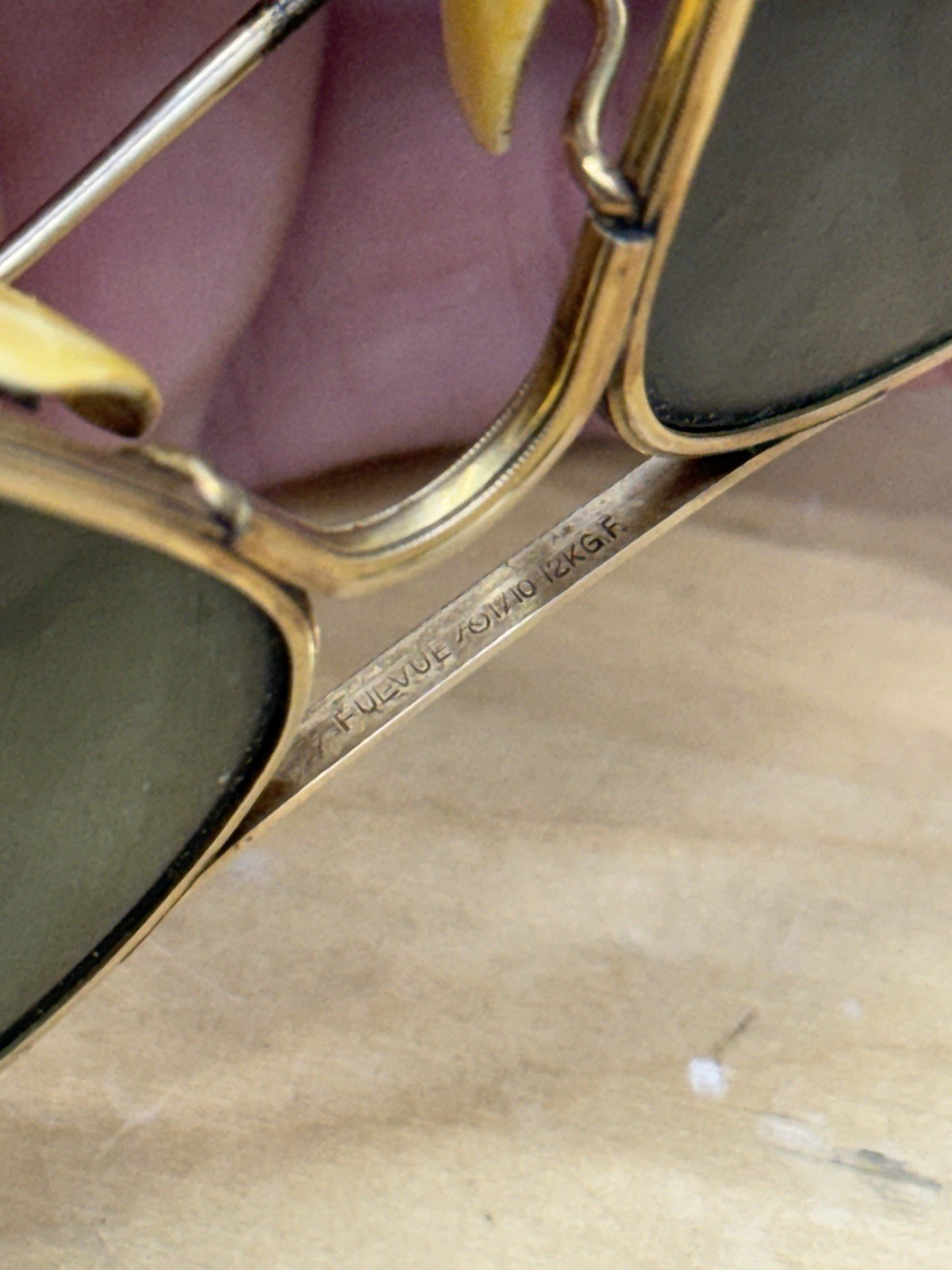 American Optical AO Cool Ray Ful-Vue Green Aviator 1/10 12k GF w/Case WWII Vtg
