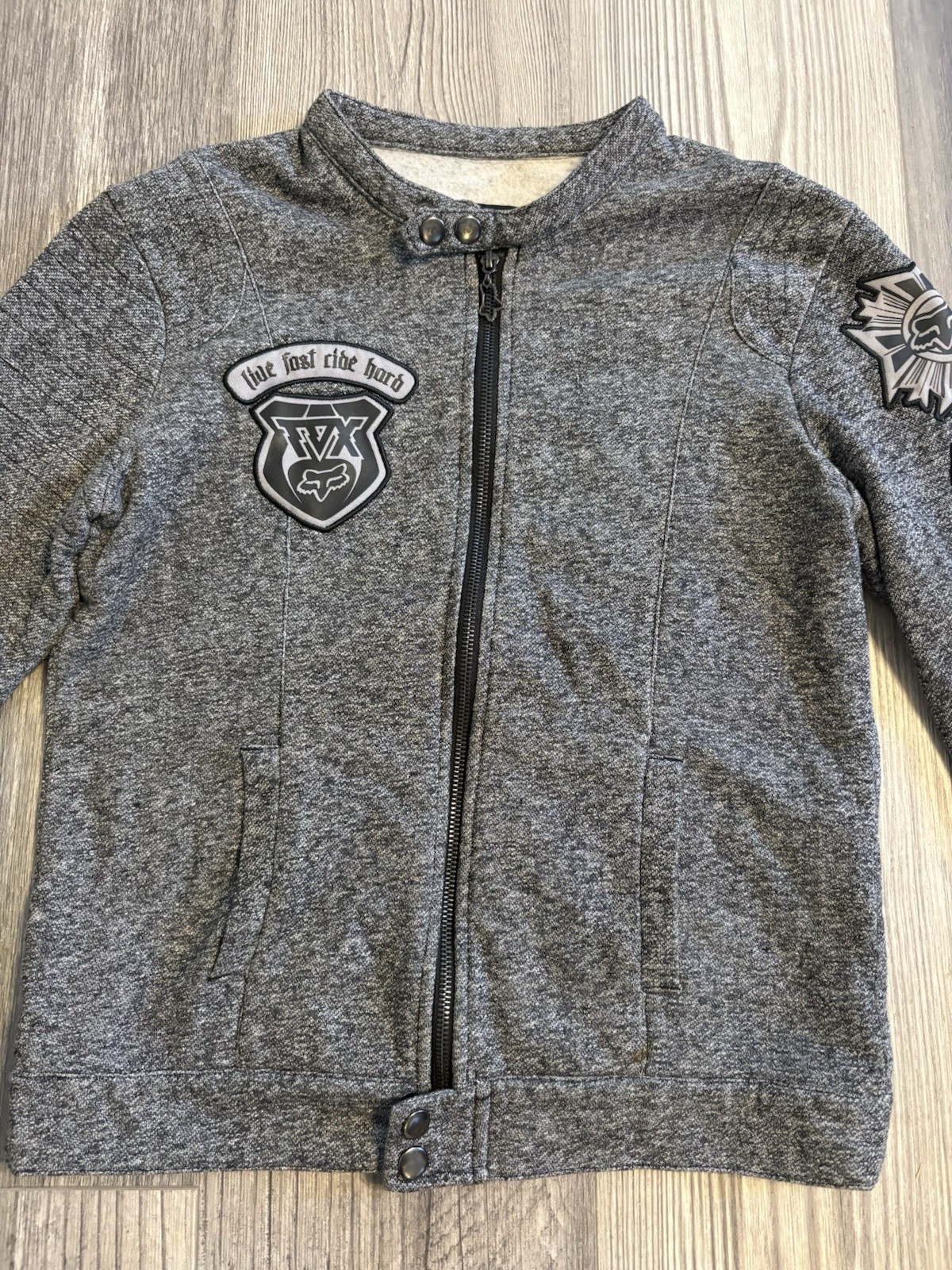 Fox Racing Women’s Jacket Live Fast Ride Hard Gray Zip-up L Official Shirt