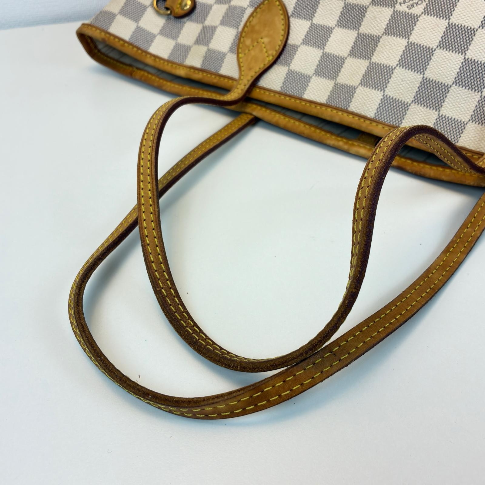 LOUIS VUITTON Neverfull MM Tote Bag N51107 Damier Azur Canvas white