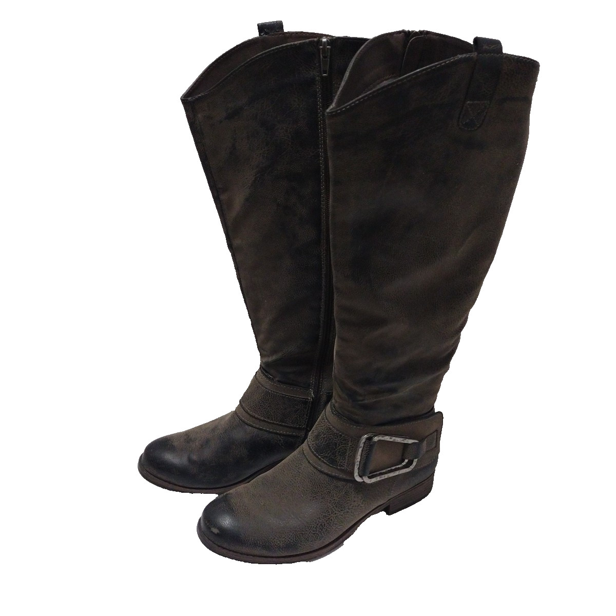 Womens Levity Bonita Distressed Boots Brown Sz 8M WIDE CALF Man-Made Materials