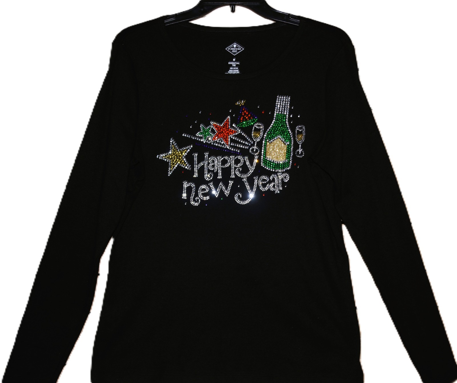 Happy New Year rhinestone glitter bling shirt XS S M L XL XXL 1X 2X 3X 4X 5X