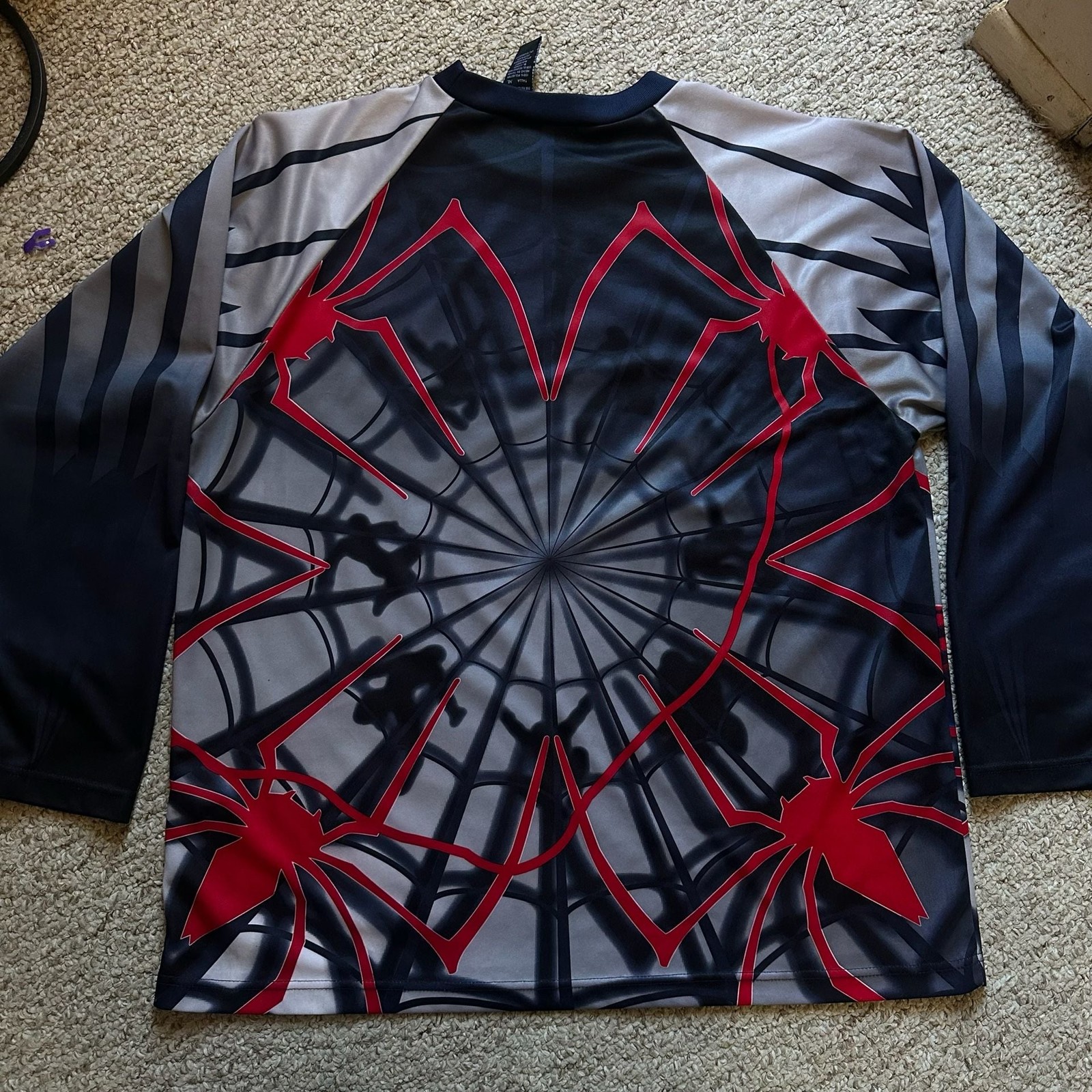 Vintage 2003 Spider-Man Marvel Movie Promo Long Sleeve Athletic Jersey Size XL