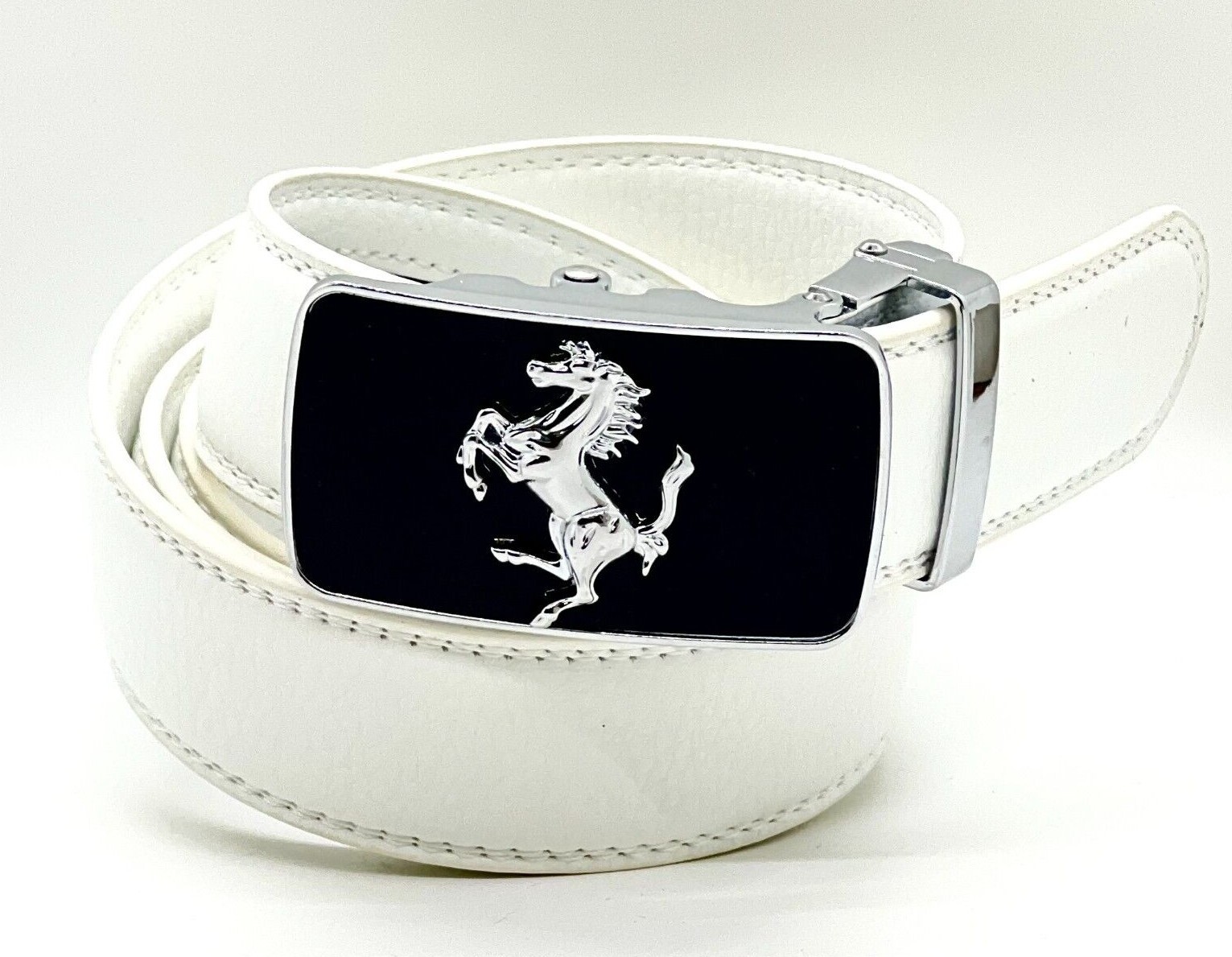 Leather Belts Men Classy Dress Slide Blue Strap Big and Tall Sizes No Hole Click
