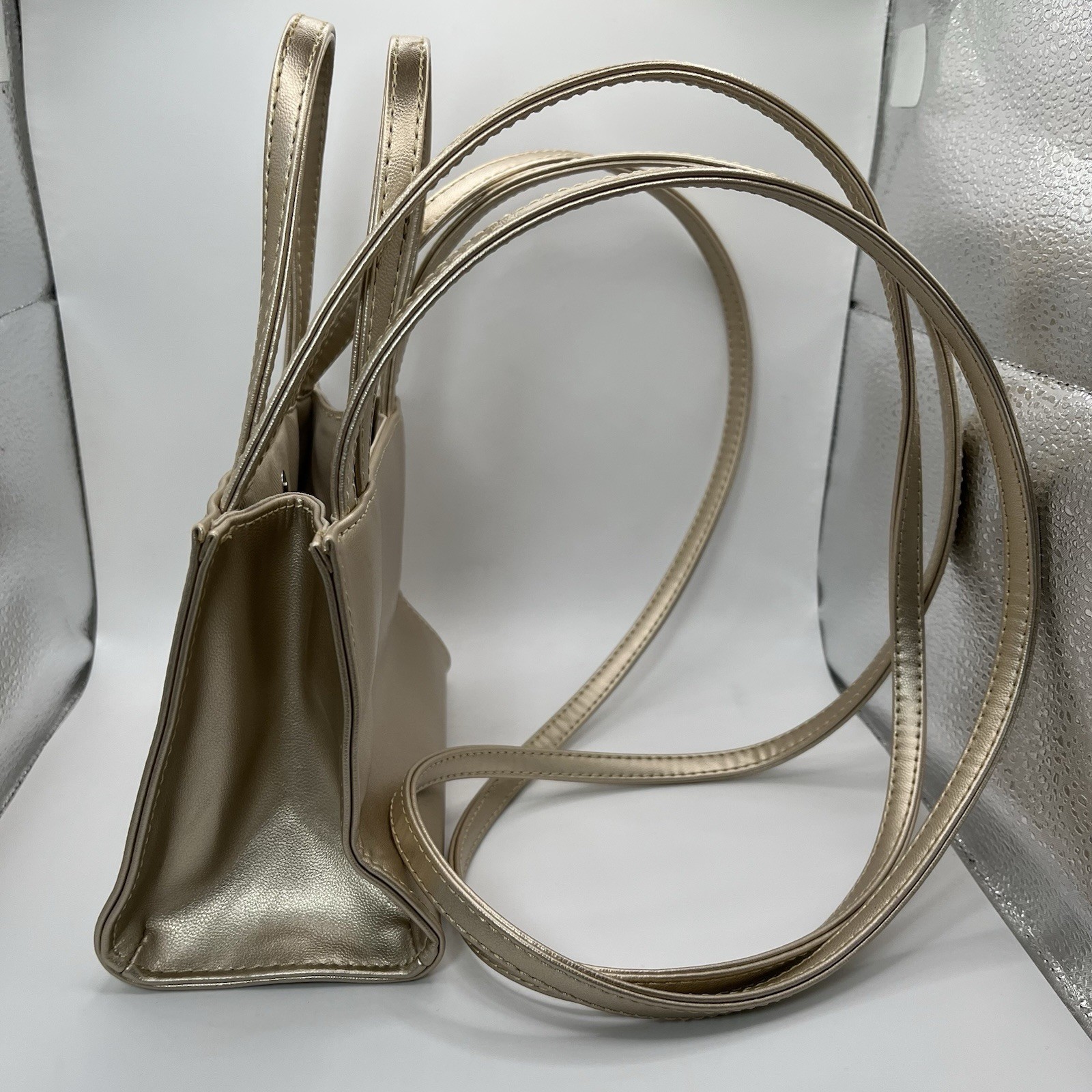 Telfar Small Shopping Bag Gold Vegan Leather Unisex Designer Tote EUC
