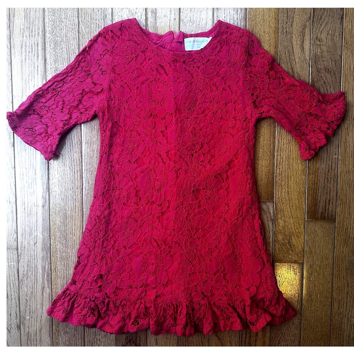 Mud Kingdom Girls Dress Red Lace dress size 5 *Brand size chart in photos