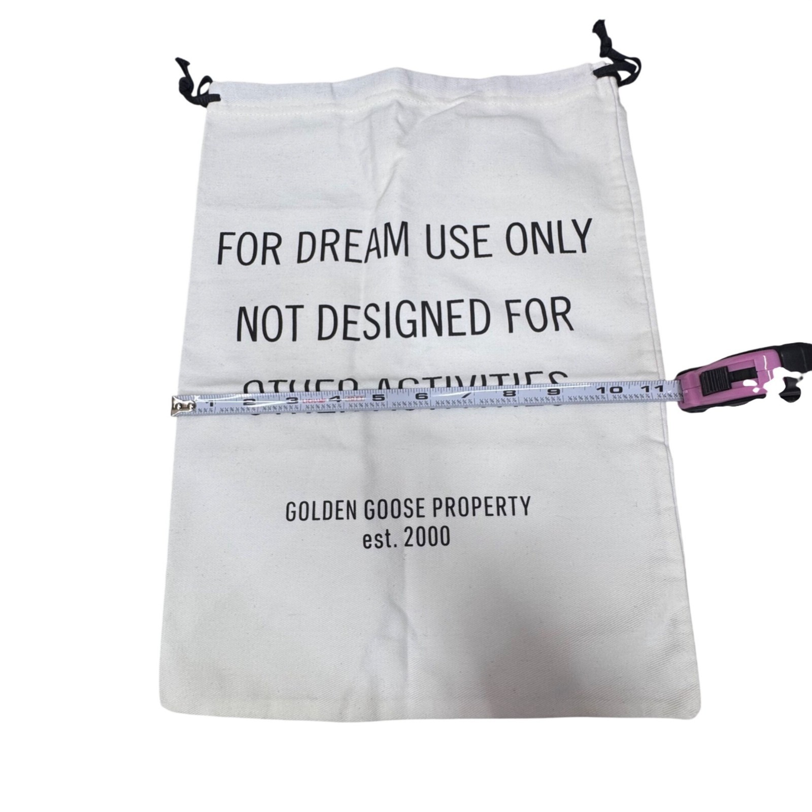 Golden Goose White Canvas Drawstring Dust Bag 15” x11″ Dream Use Only Authentic