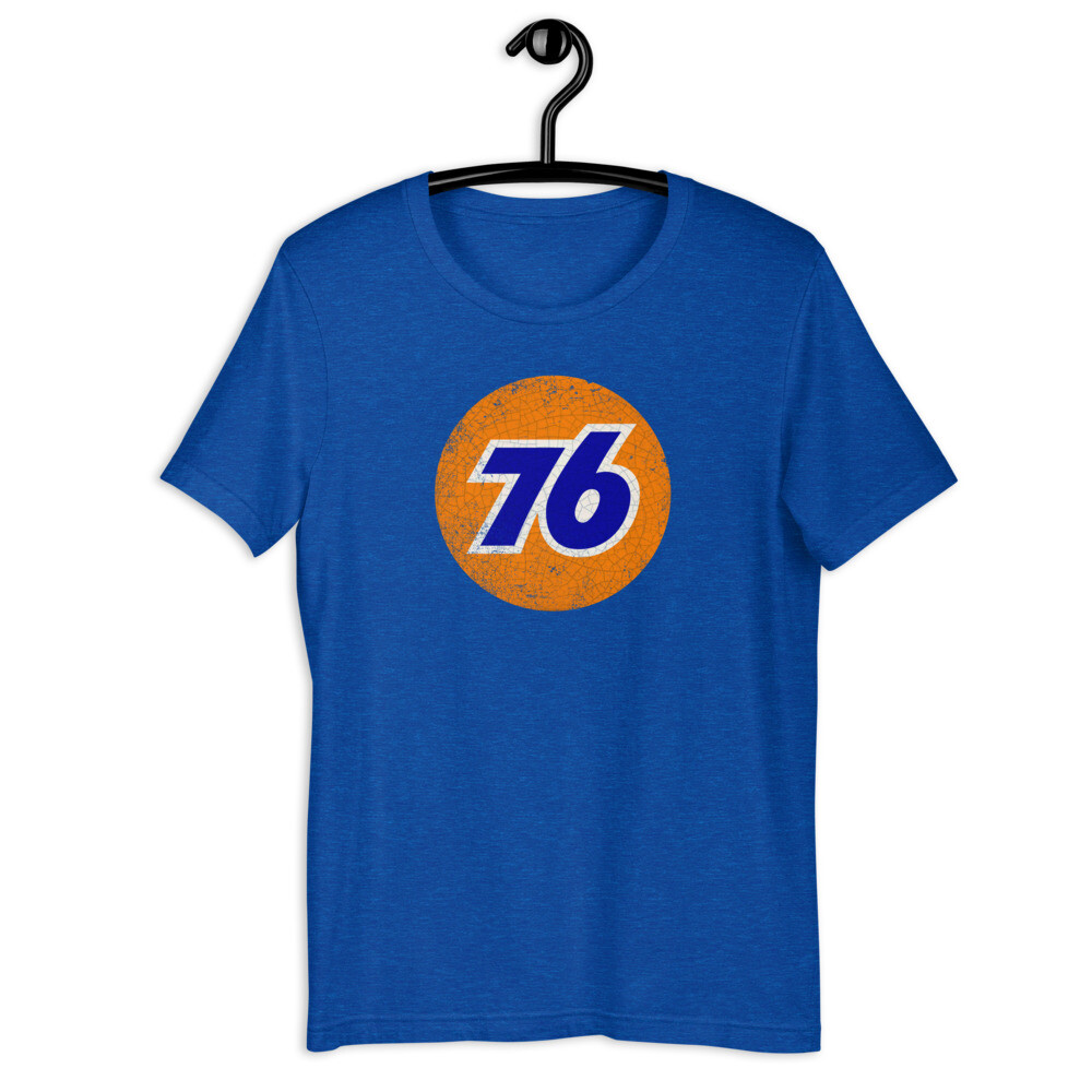 76 Oil Vintage Style Gas Graphic Tee Royal Heather Short-Sleeve Unisex T-Shirt