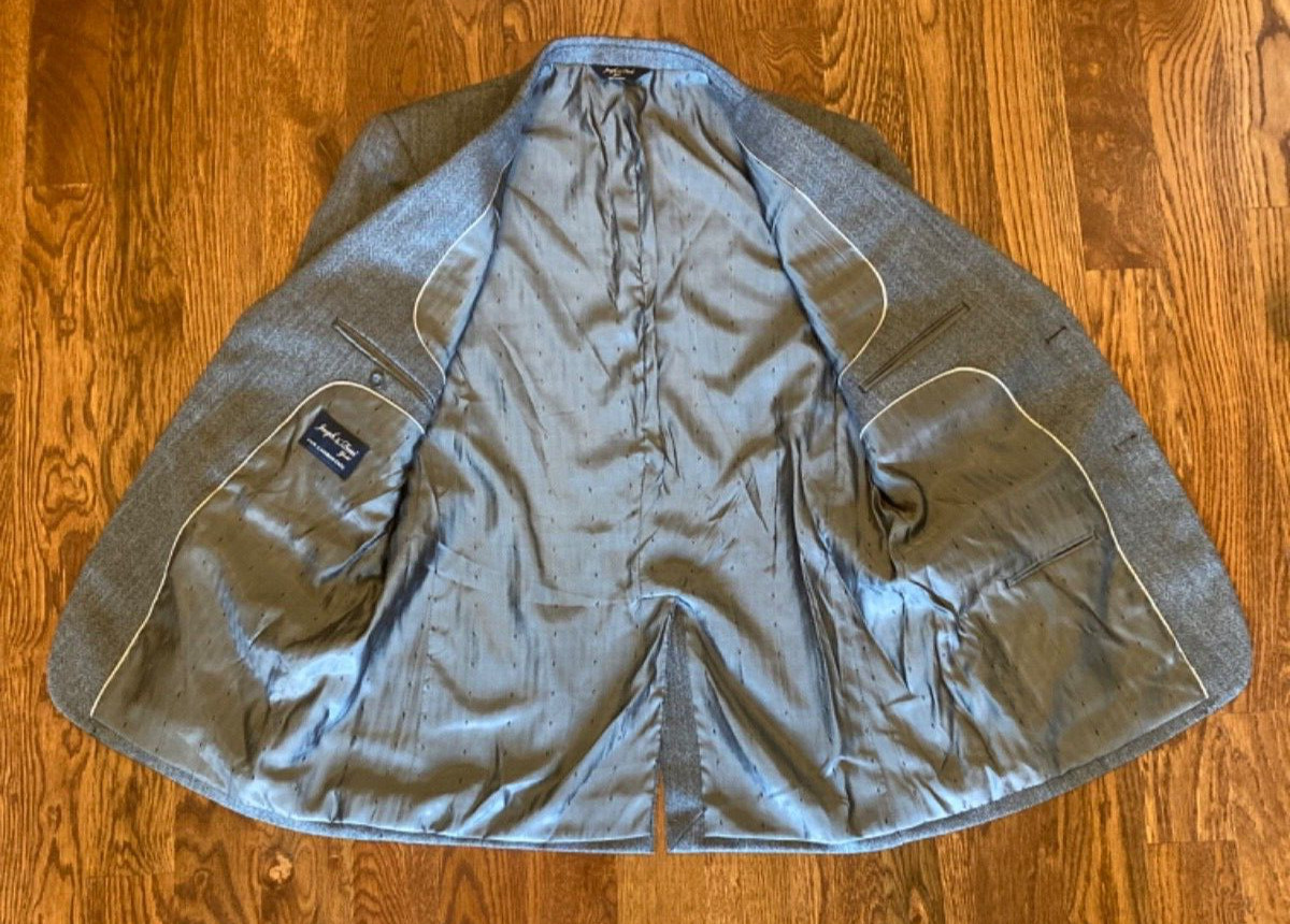 Joseph & Feiss 100% Lambswool Sport Coat Size 42R Gold Label Gray Herringbone