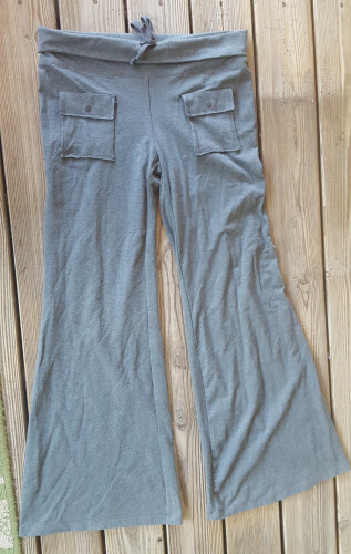 Long Bell Yoga Wide Athletic Pants Made in Sri Lanka XL Cotton Lycra Gray VTG