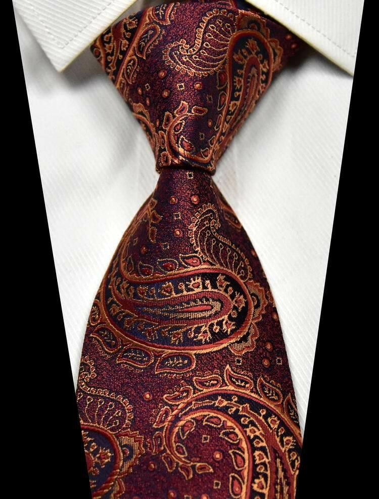 Classic Paisley purplish red Gold 100% Silk Men’s Necktie Neck Tie 3.15”(8CM)