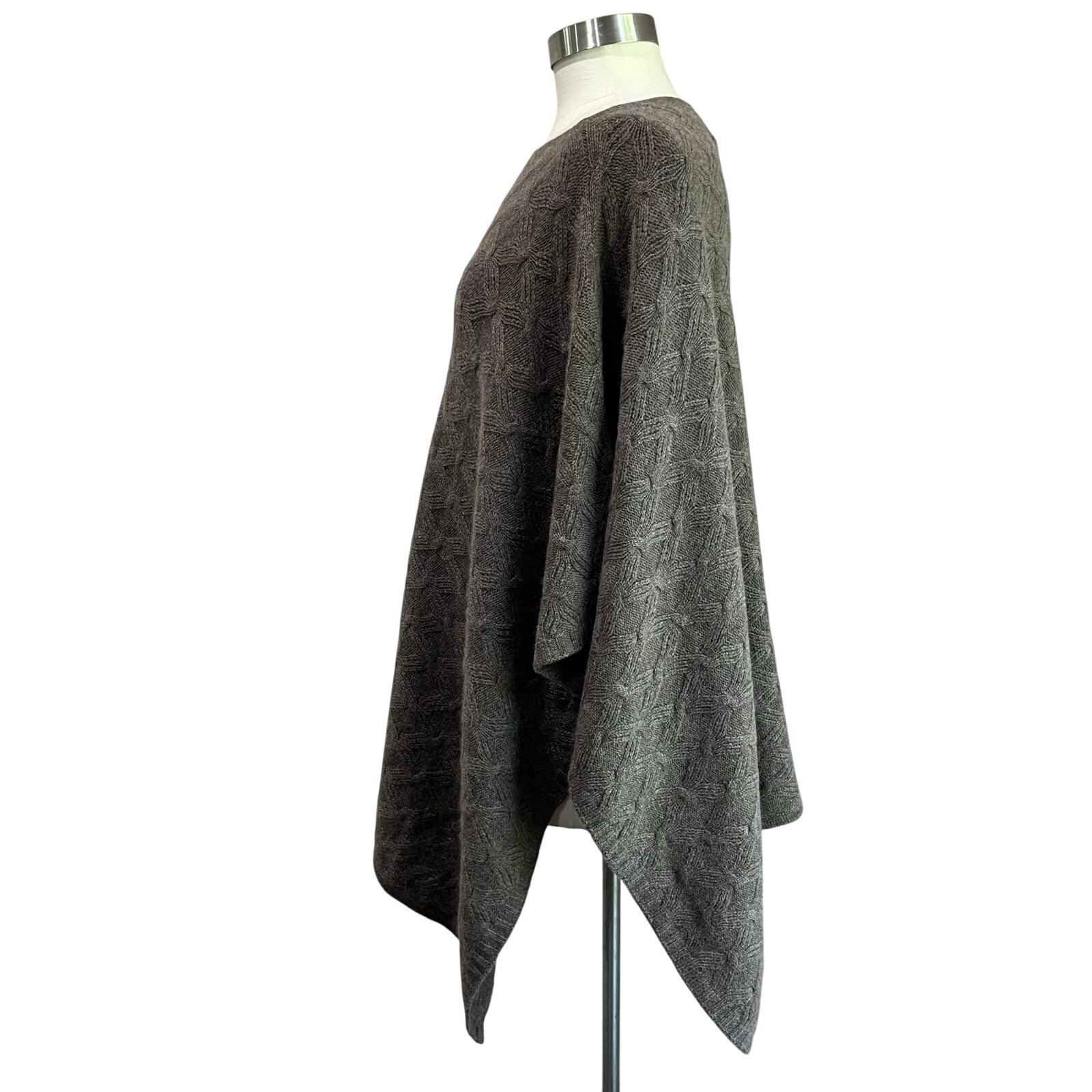Kinross 100% Cashmere Poncho Sweater Wrap Cape Tan Mushroom Retail $395