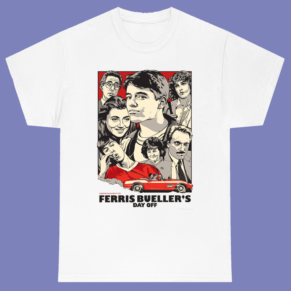 Ferris Bueller’s Day Off Comedy Movie Men’s White T-shirt Size S-3XL