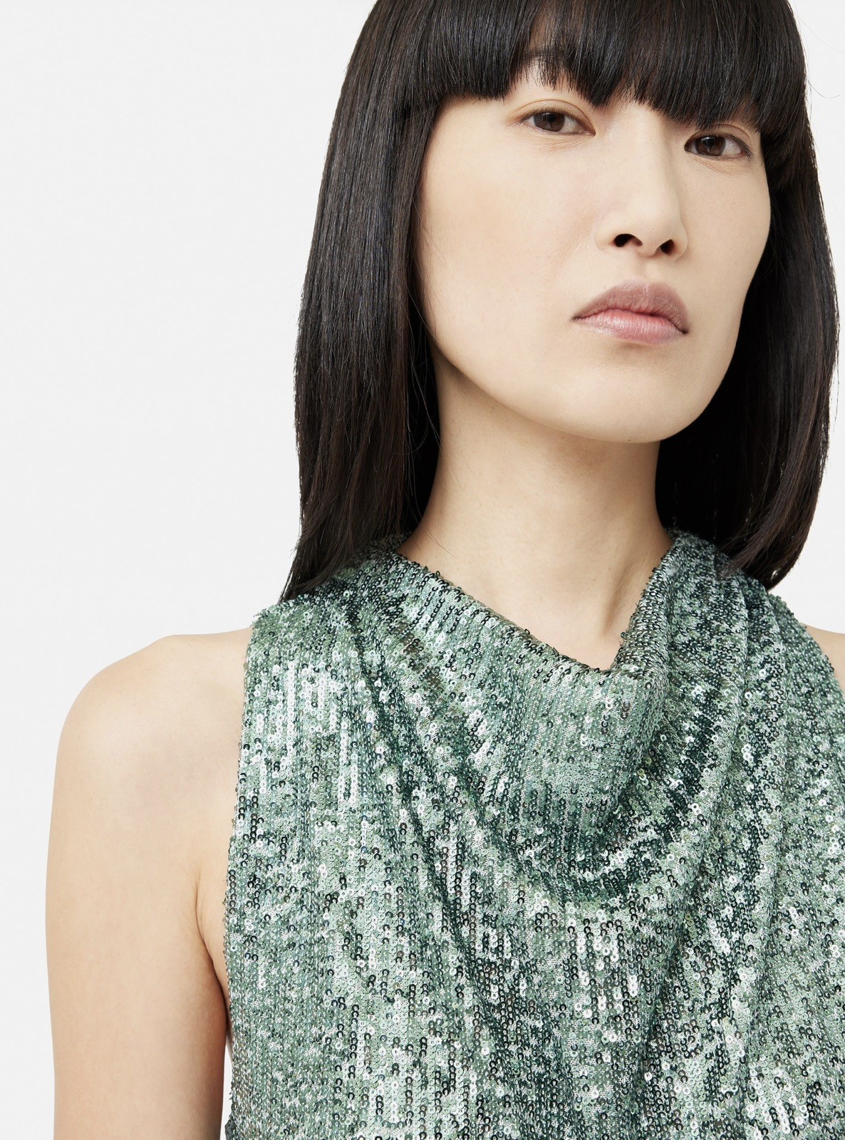 Jigsaw Sequin High Neck Dress – Aqua – Size 16 – New with Tag £265