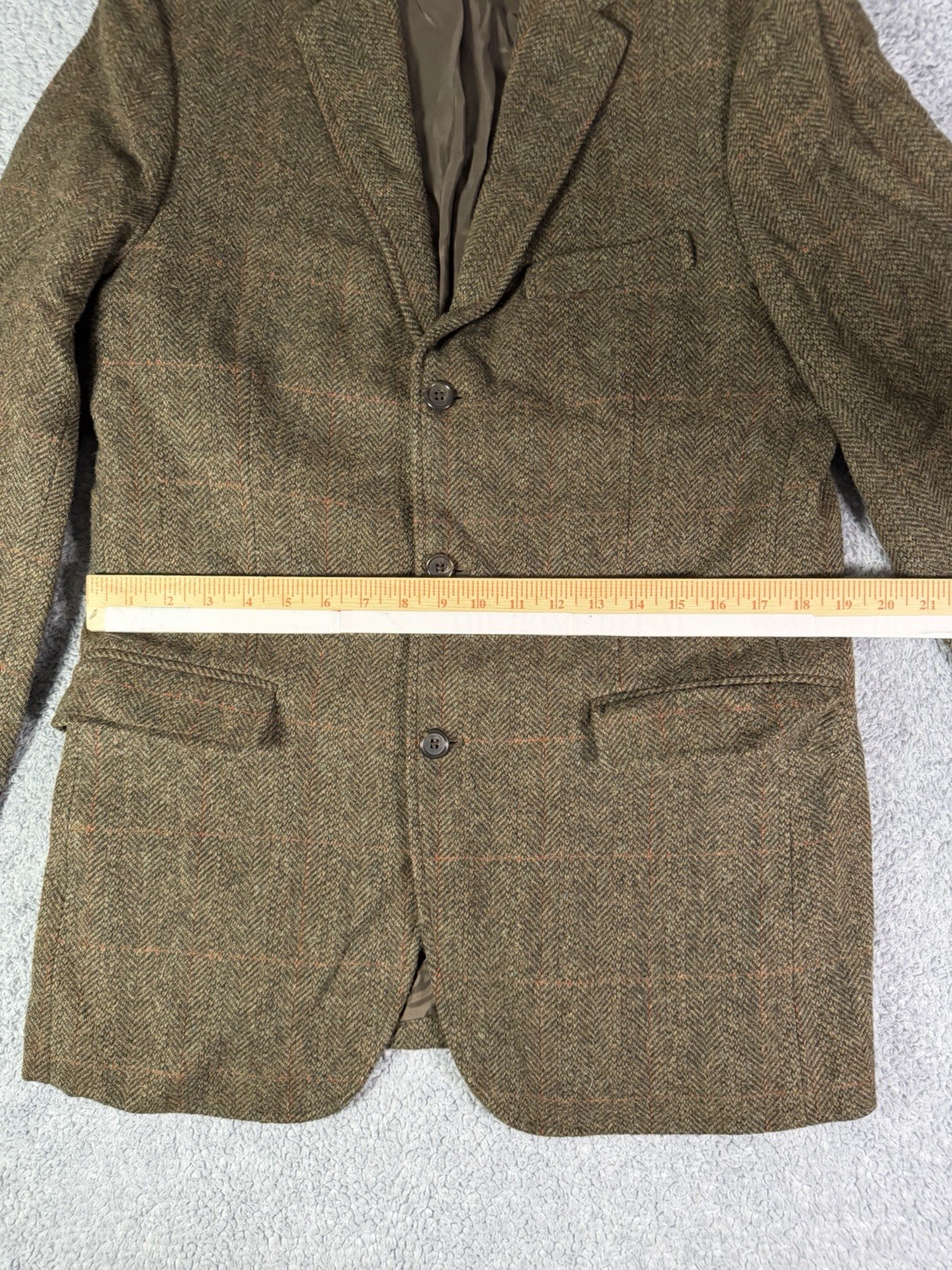 J Crew Yorkshire Tweed Moon Blazer Mens 40L Herringbone Sport Coat Elbow Patches