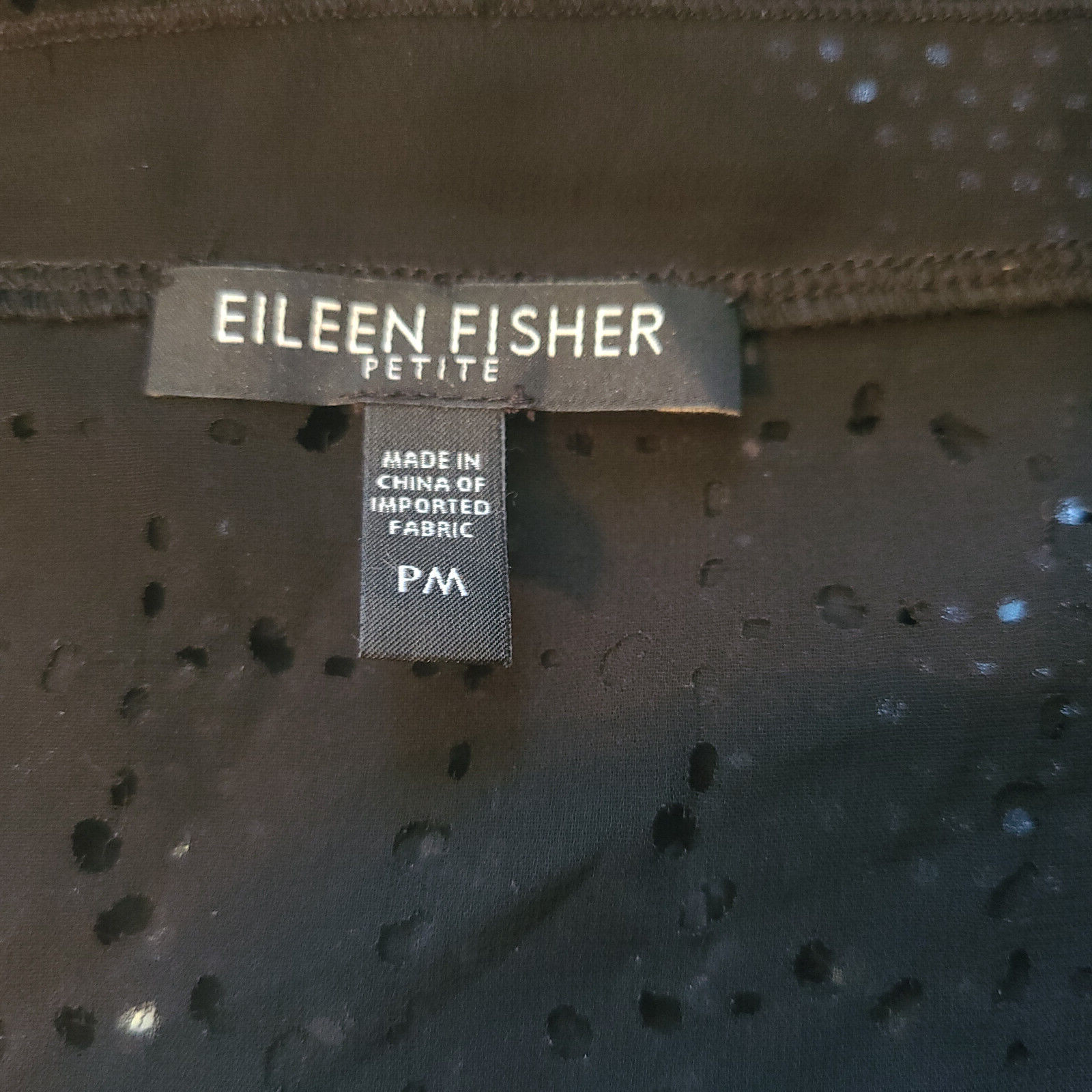 Eileen Fisher sheer see thru top 100% recycled polyester black PM