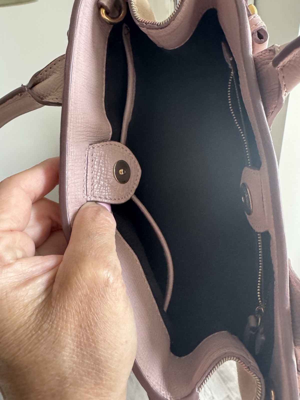 BURBERRY Pink Pebbled Satchel Top Handle Check Panels Gold Hardware COA