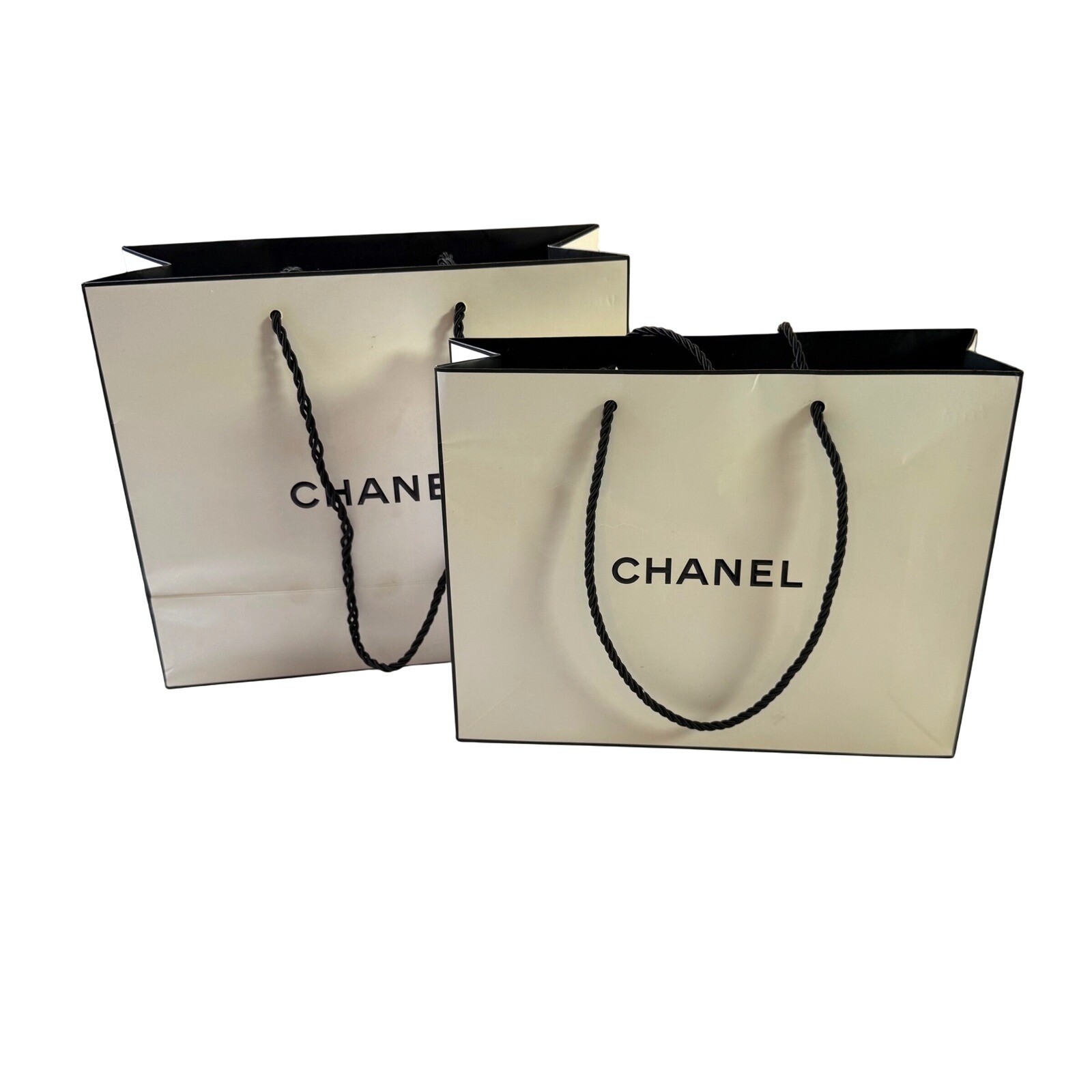 CHANEL Paper Shopping/Gift Bags Two Sizes Black/White Authentic Bundle Of Two