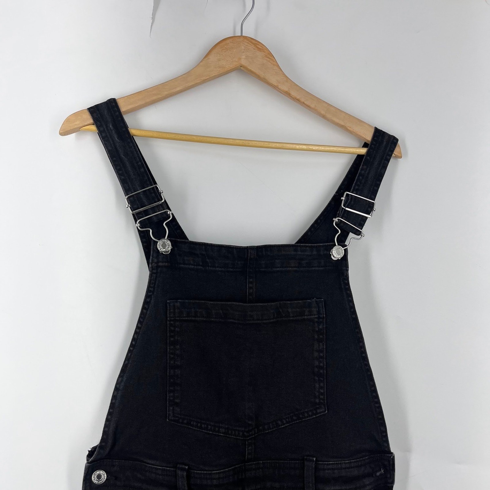 &Denim Womens Black Denim Overalls Recycled Cotton Straight Leg Size M NWT