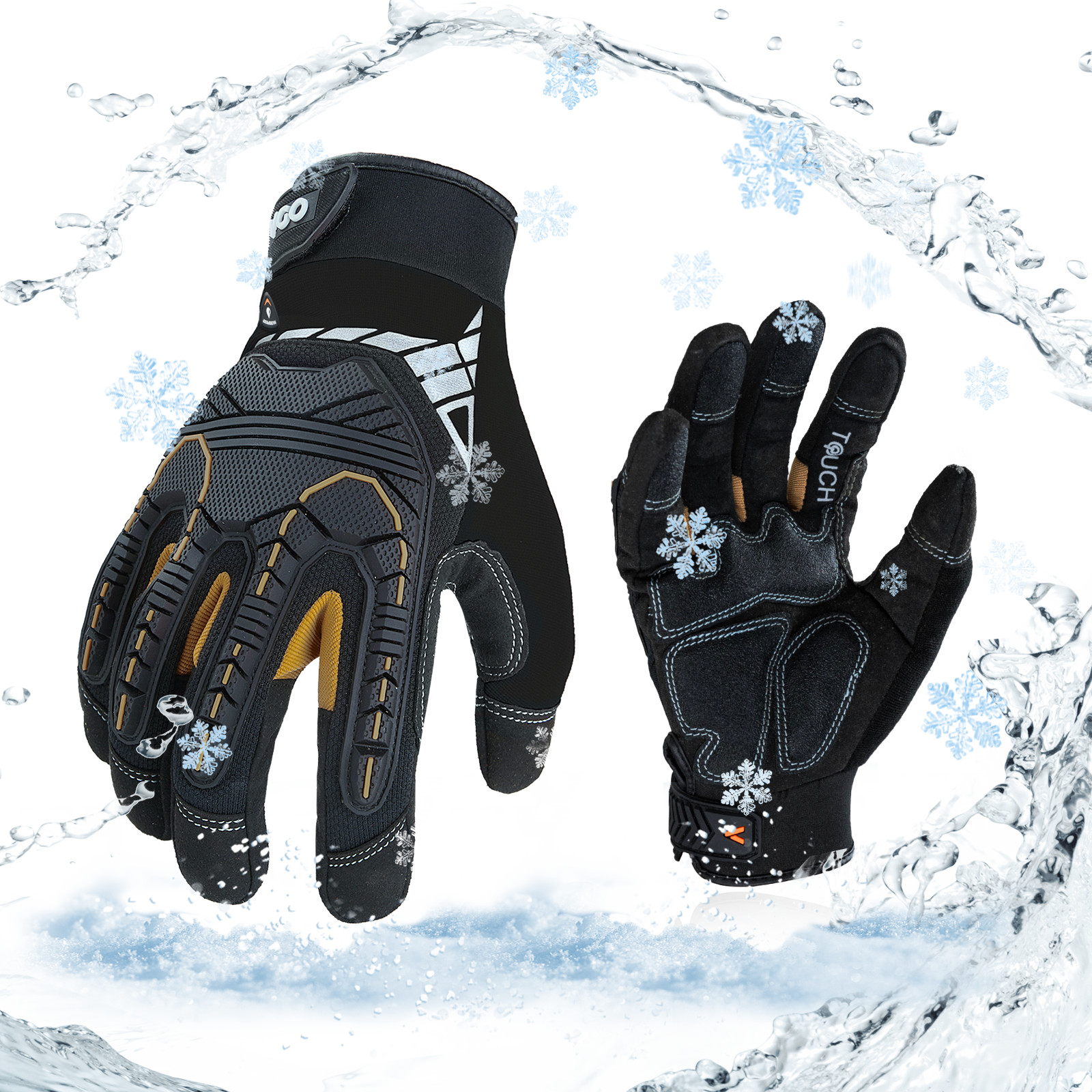 Vgo 1 Pair 32°F Waterproof Heavy-Duty Winter Mechanic Glove w/3M liner(SL8849FW)