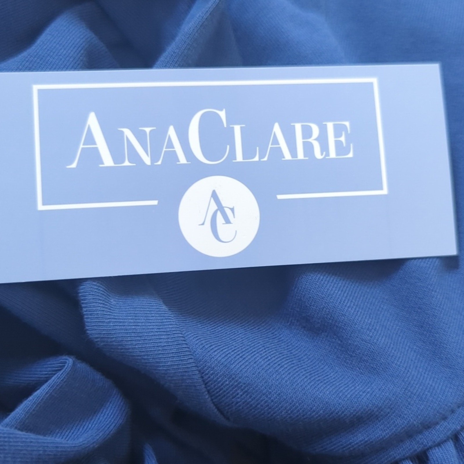 NWT Ana Clare Sophia Ruffle Neck Dress Navy XS