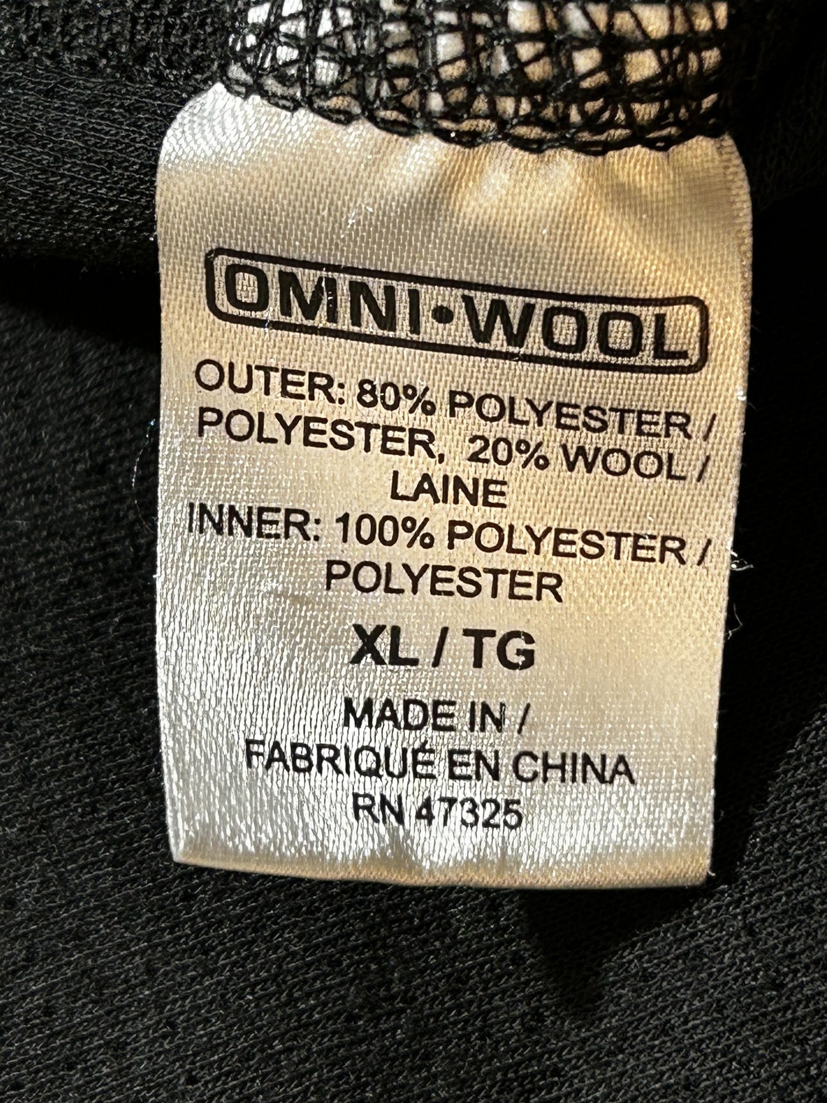 Omni Wool Shirt Mens XL Black Long Sleeve Thermal Base Layer Lightweight Top