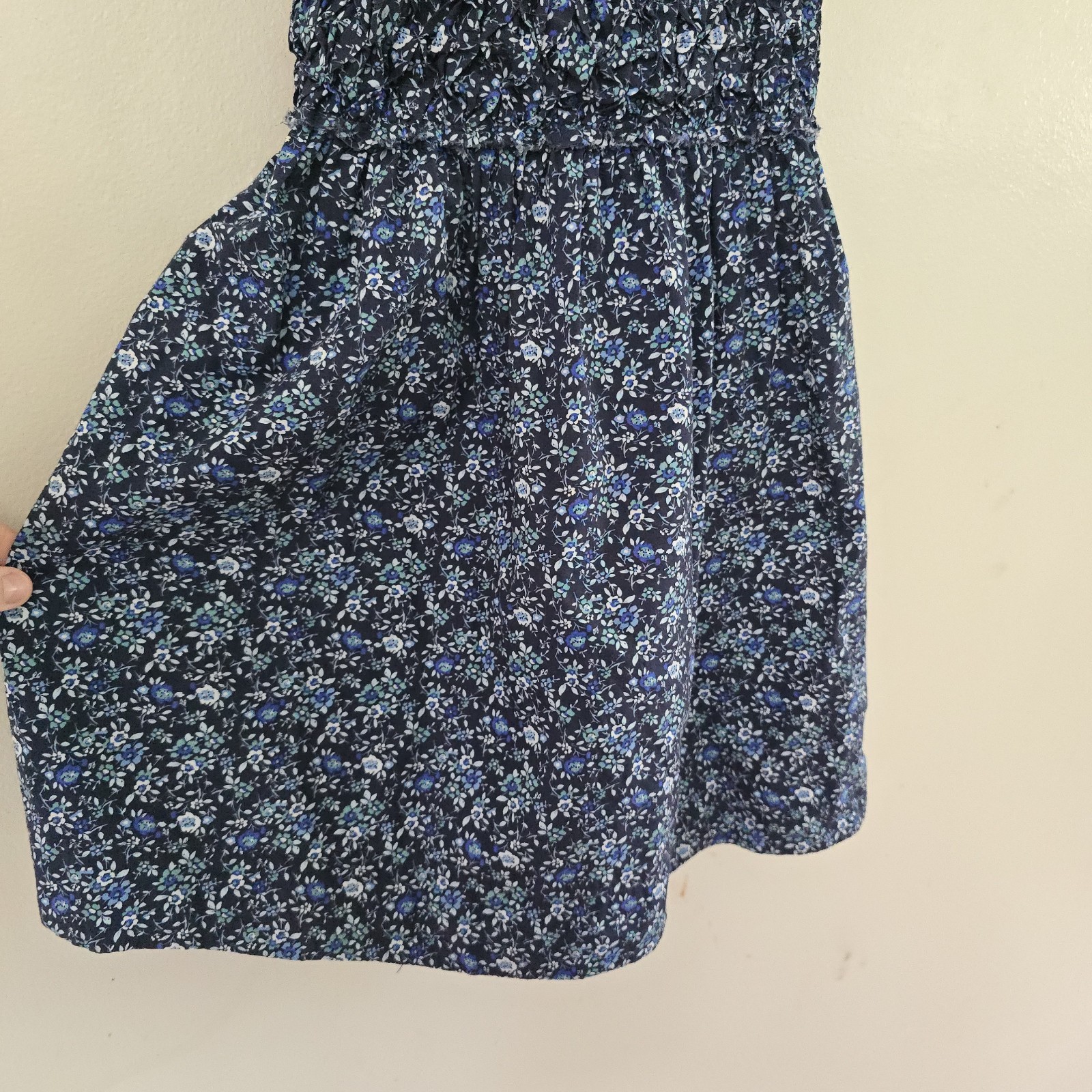 Free People Petunia Mini Dress Cross Back Smocked Blue Ditzy Floral Size S