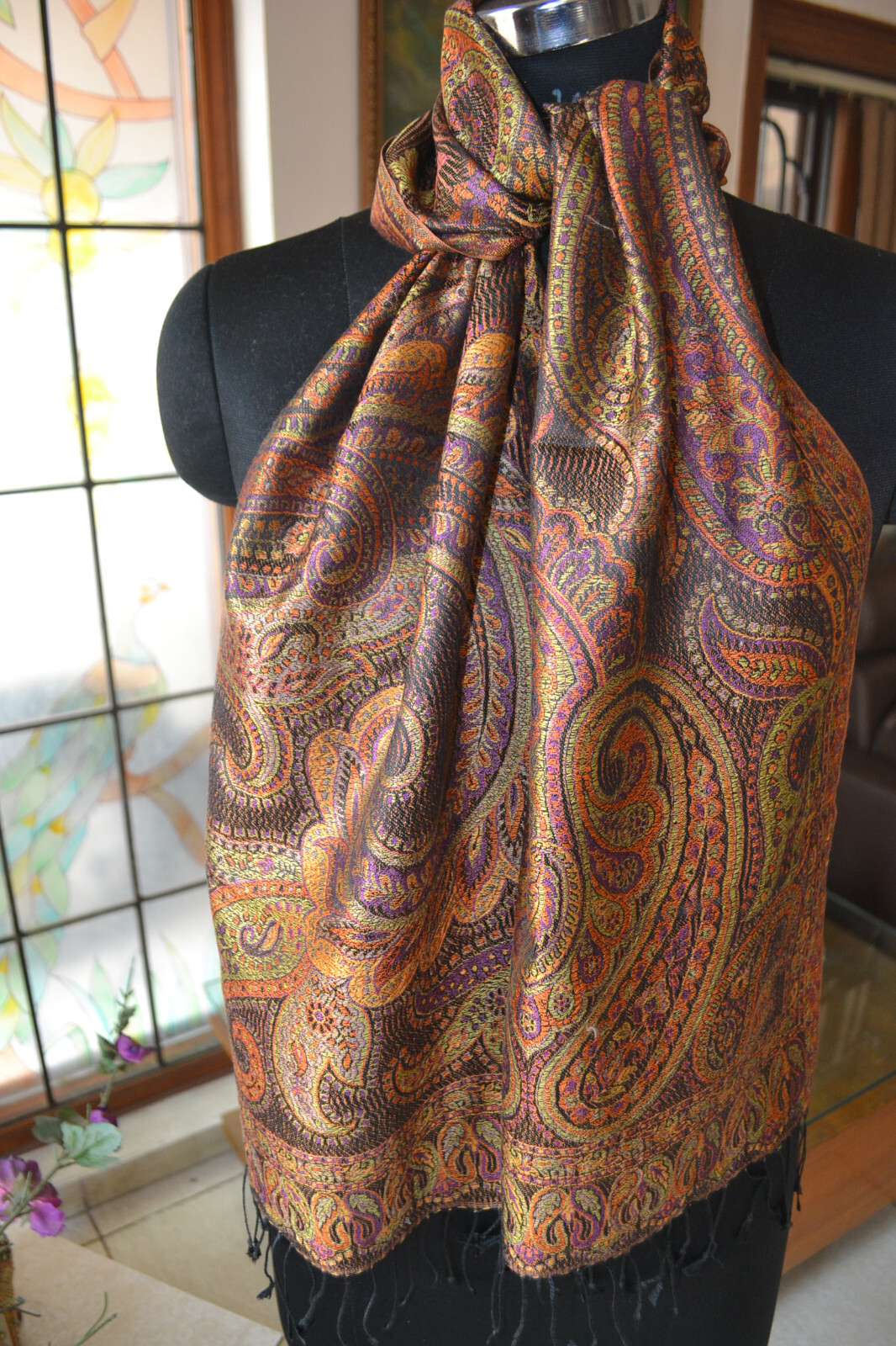 EXQUISITE IRIDESCENT SILK PASHMINA JAMAVAR SCARF JAMAVAR CHALE ~16 DESIGN STOCK