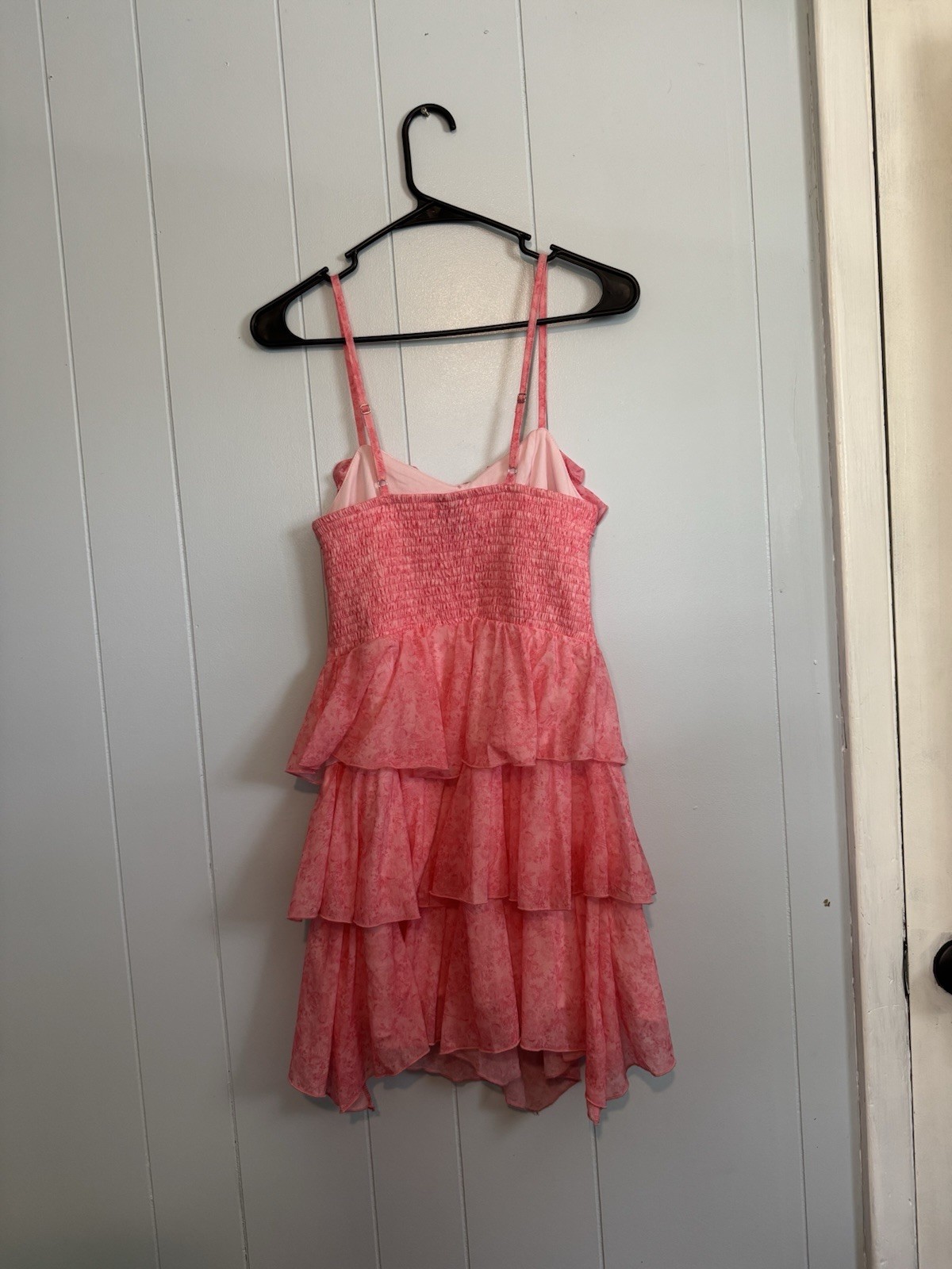 Wild Fable Pink Floral Chiffon Spaghetti Strap Ruffle Tie Lined Dress XS