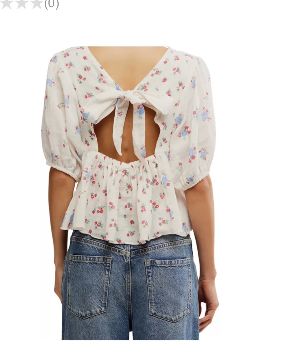 Free People Chloe Printed Top Women’s Casual Floral Gauze Cotton Blouse Size L