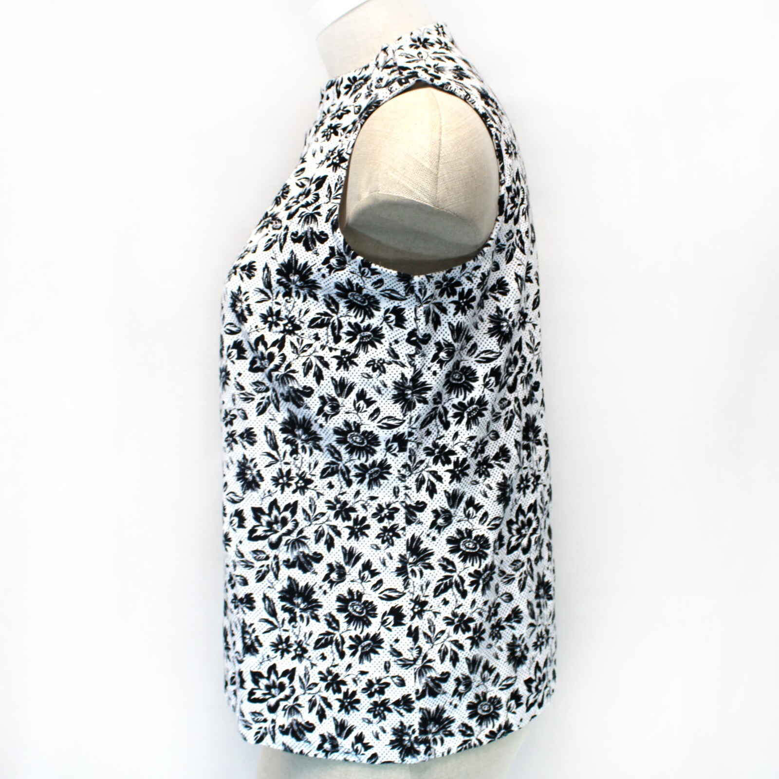 TALBOTS Plus BUTTON DETAIL FUNNEL NECK TANK DOTTED FLORAL TANK TOP 2X Petite