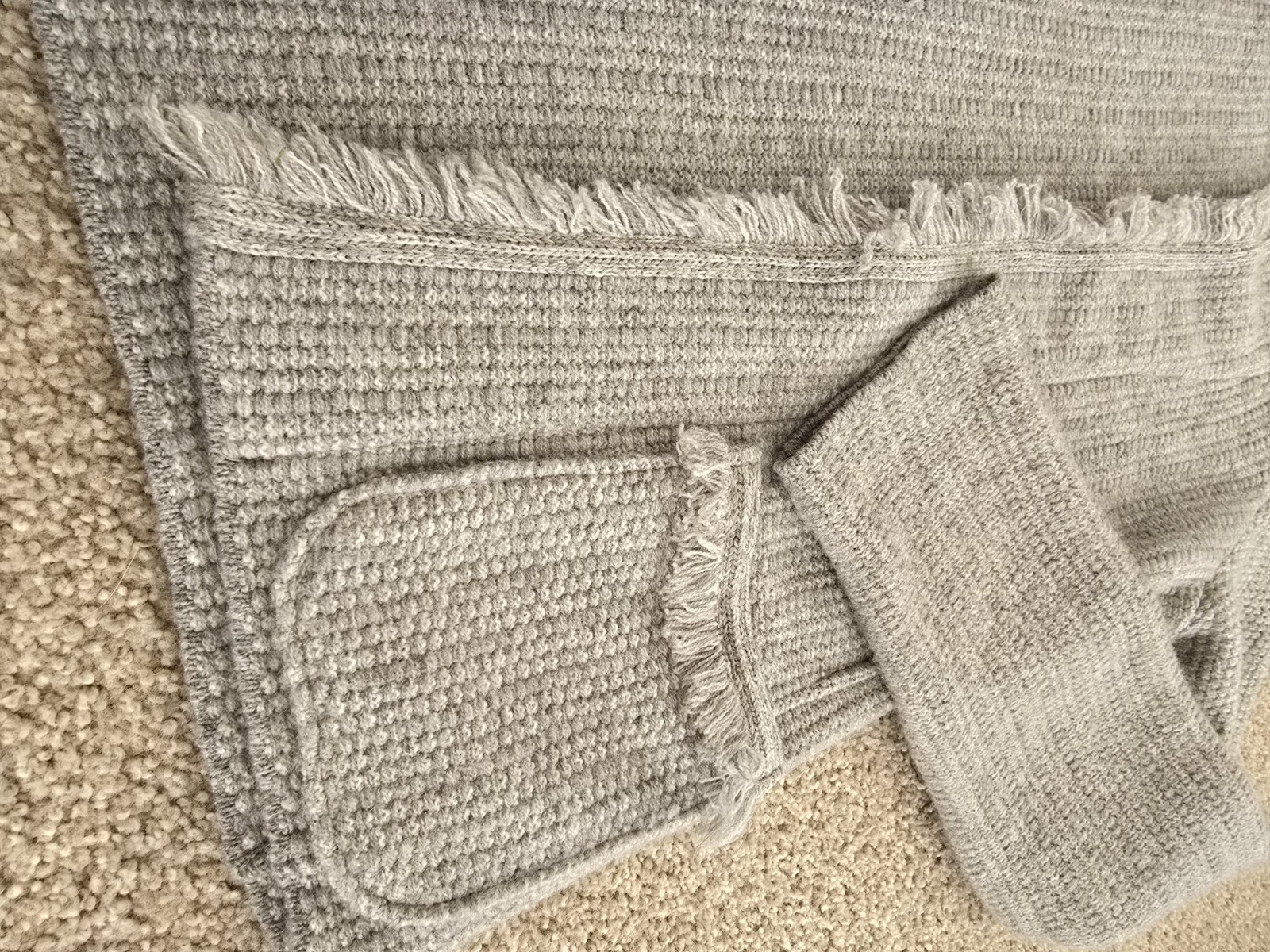 Doriani 100% Cardigan Cashmere 46 Gray Fringe Pockets Women’s Sweater Italy Grey