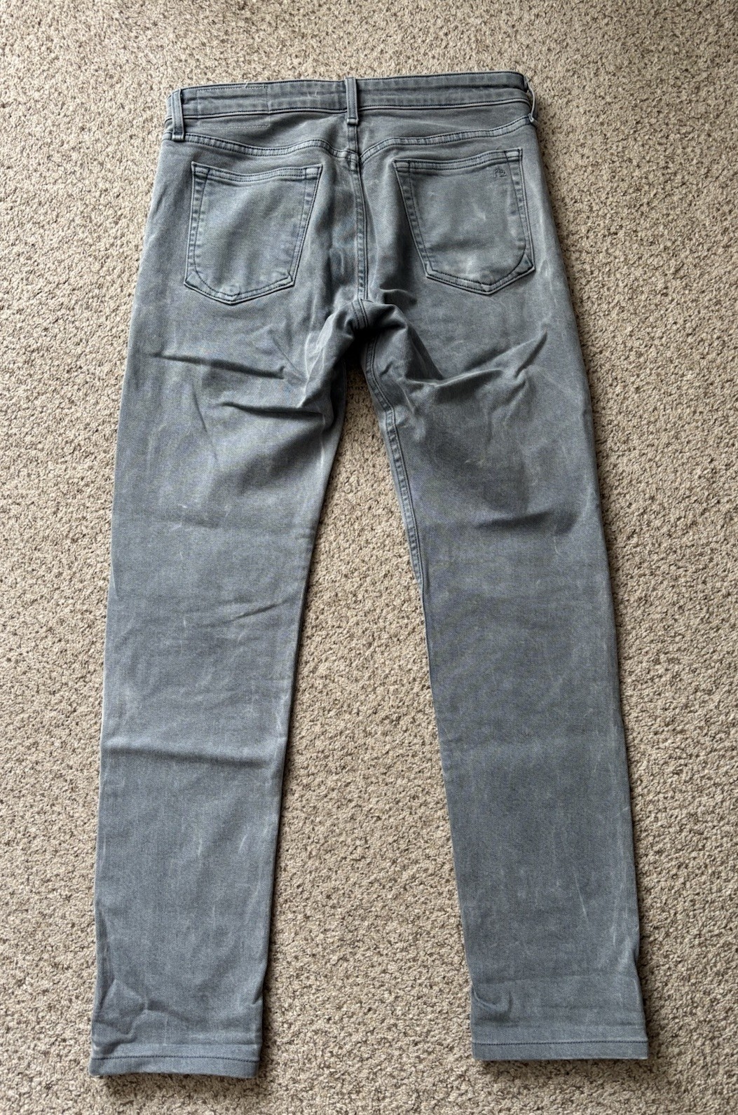 rag & bone Jeans Mens Size 30×30 Gray Blue Fit 2 Slim Button Fly Stone Wash